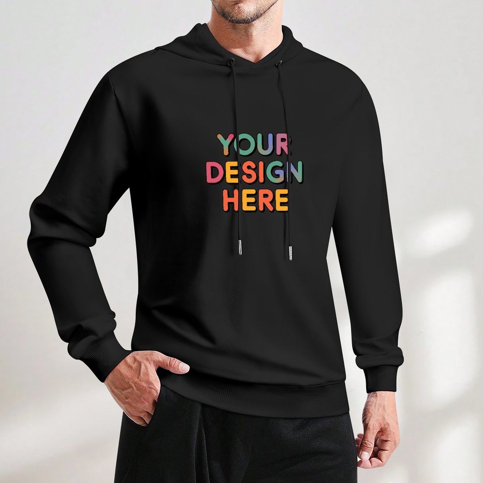 Custom Men’s Comfortable Front Print Hoodie Without Pockets