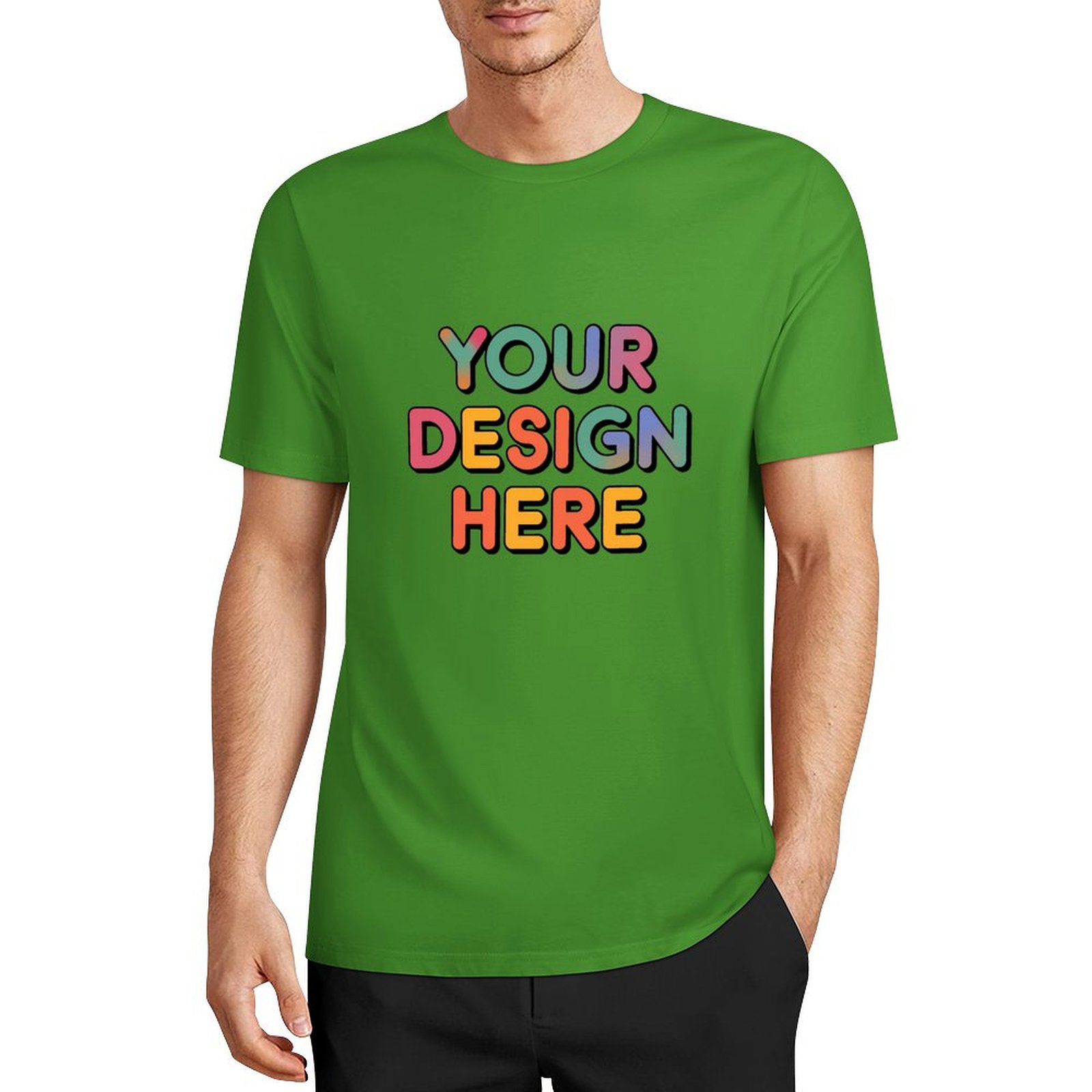 Customized Men’s European Size Pure Cotton Front Print T-Shirt