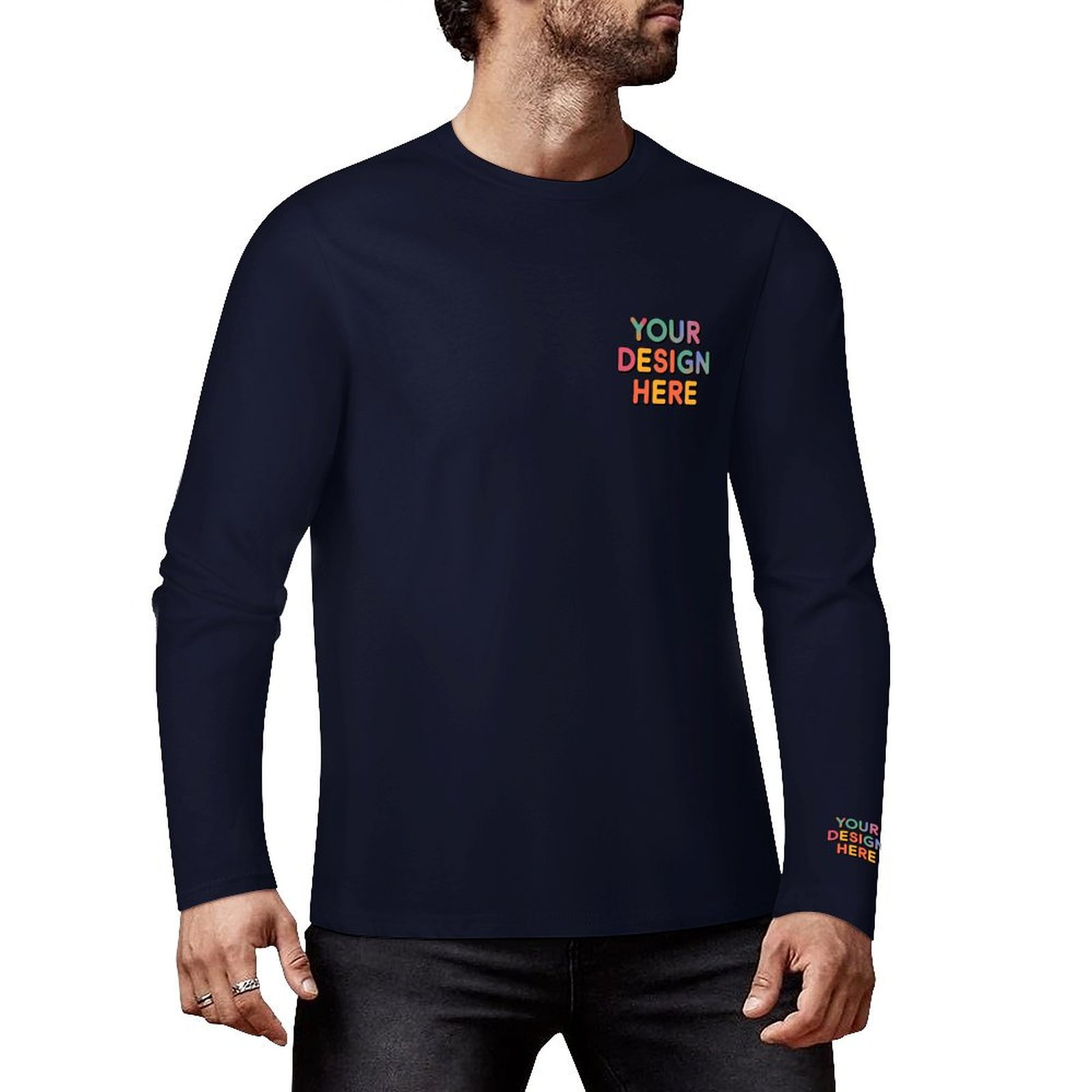 Custom Men’s Premium 160g Pure Cotton Long Sleeved T-Shirt