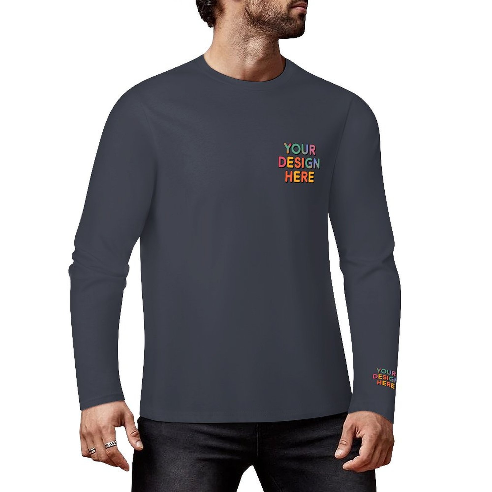 Custom Men’s Premium 160g Pure Cotton Long Sleeved T-Shirt
