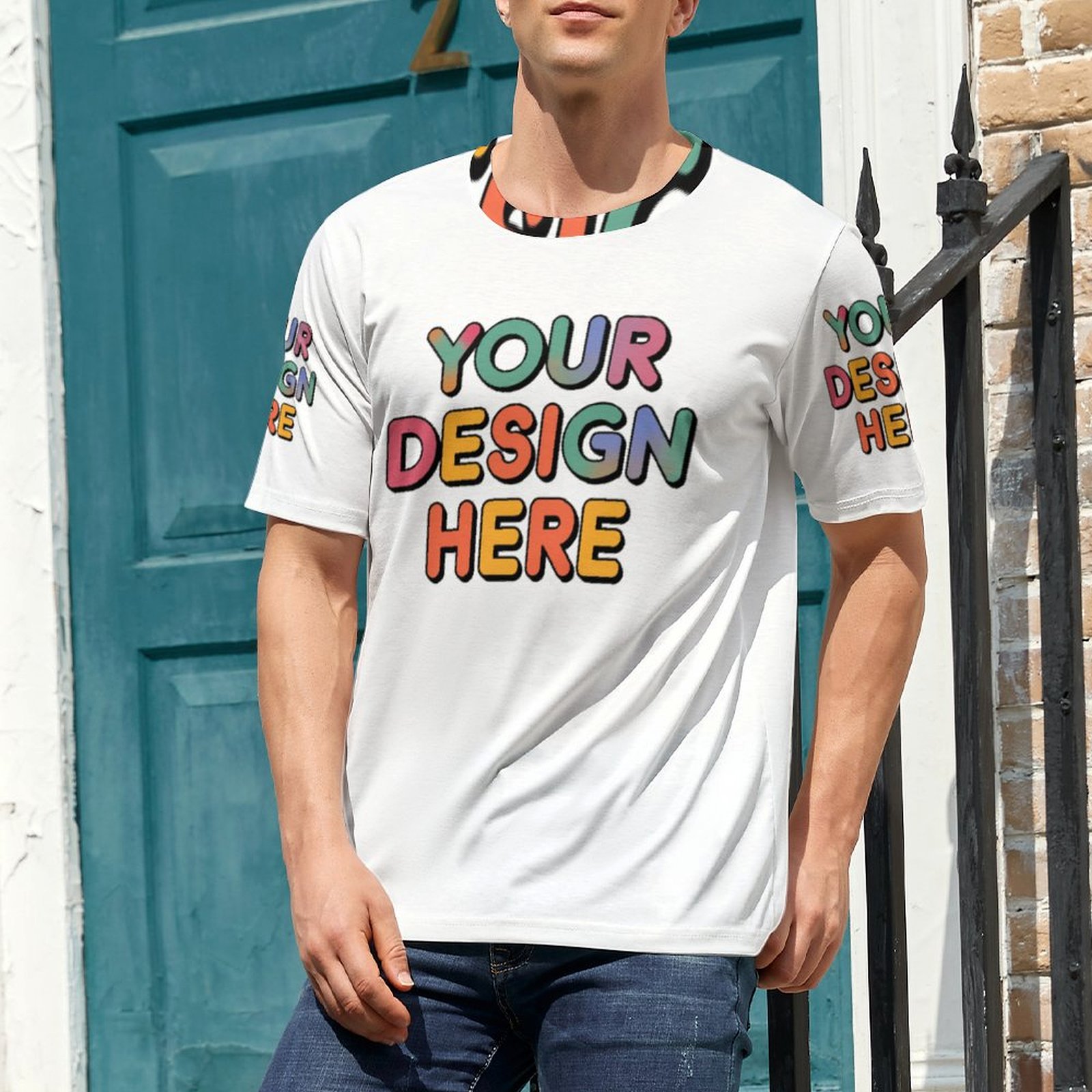 Custom Men’s Moisture-Wicking Full Print T-Shirt for Active Lifestyle