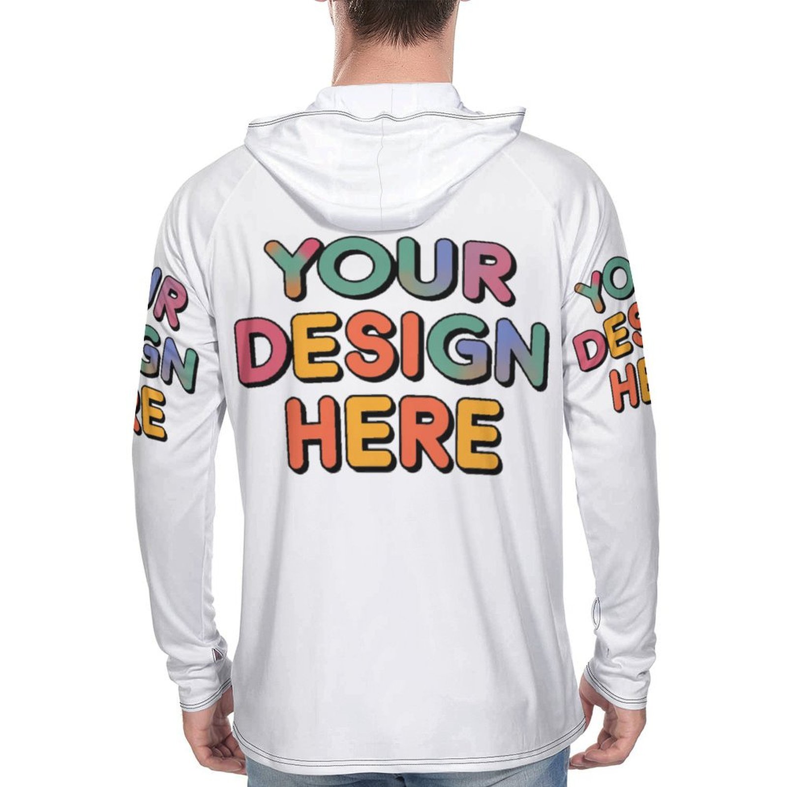 Custom Men’s Versatile Long Sleeve Hoodie for Fishing and Hiking