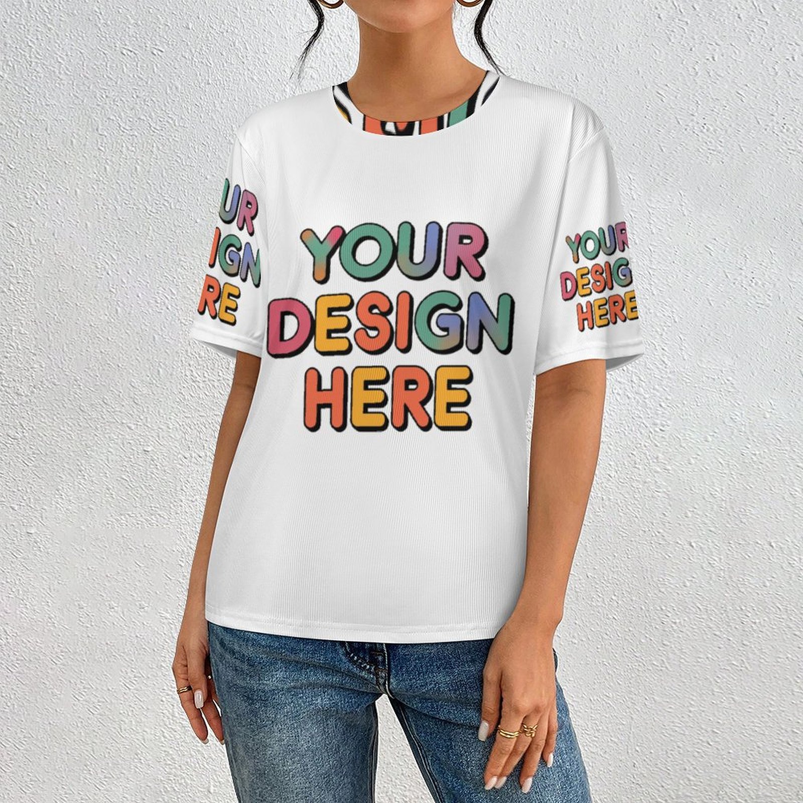 Customized Men’s Comfortable Ribbed Fabric T-Shirt with Personalized Patterns