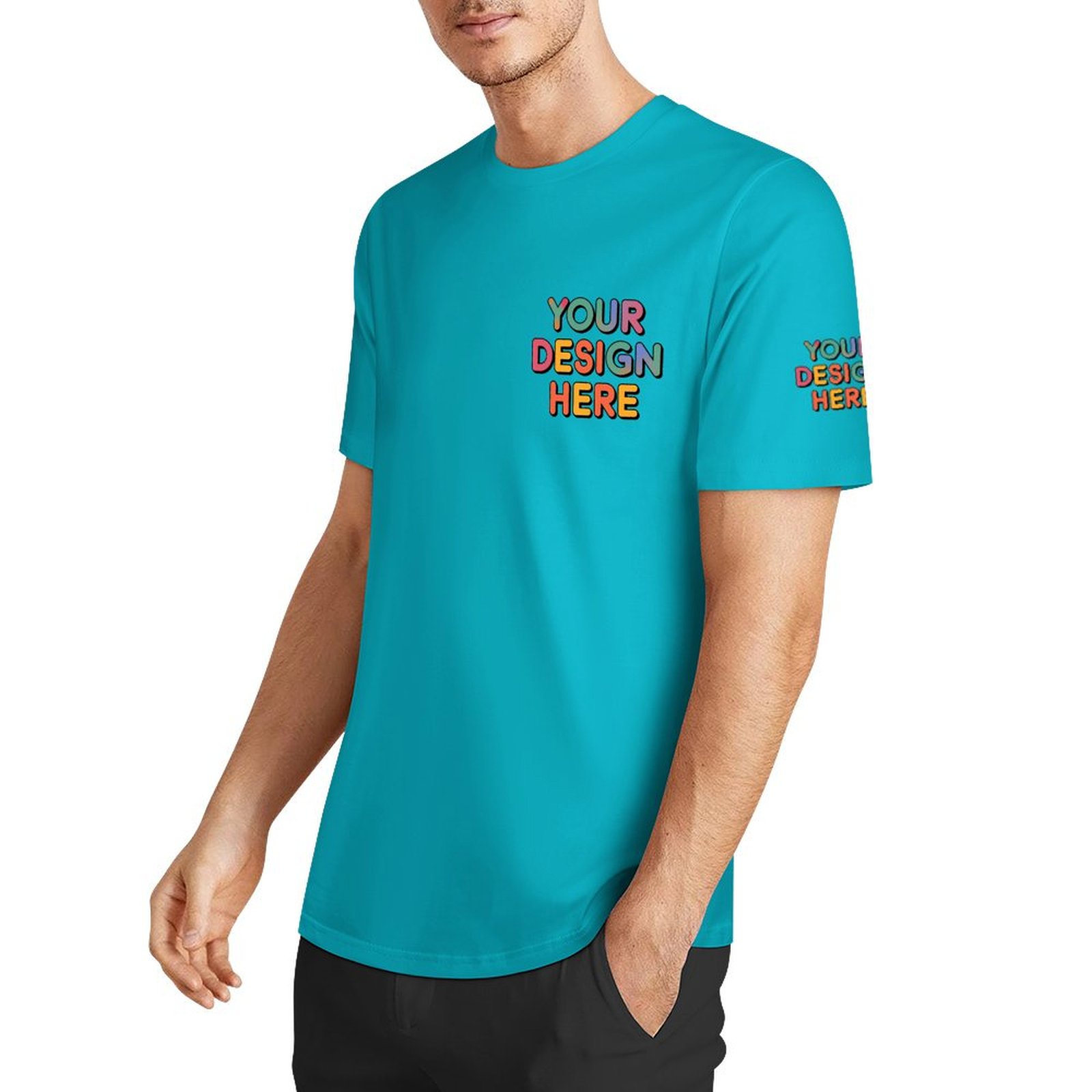 Personalized Custom Men’s Essential Summer T-Shirt with Chest and Sleeve Print