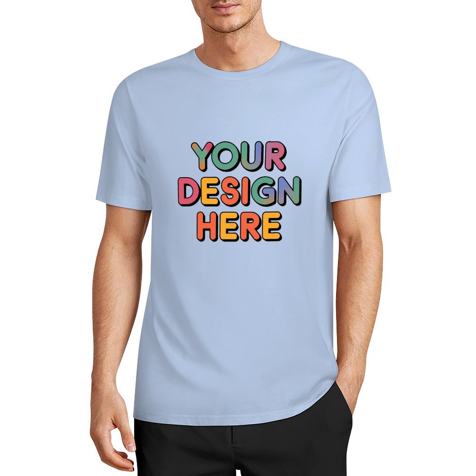 Customized Men’s European Size Pure Cotton Front Print T-Shirt