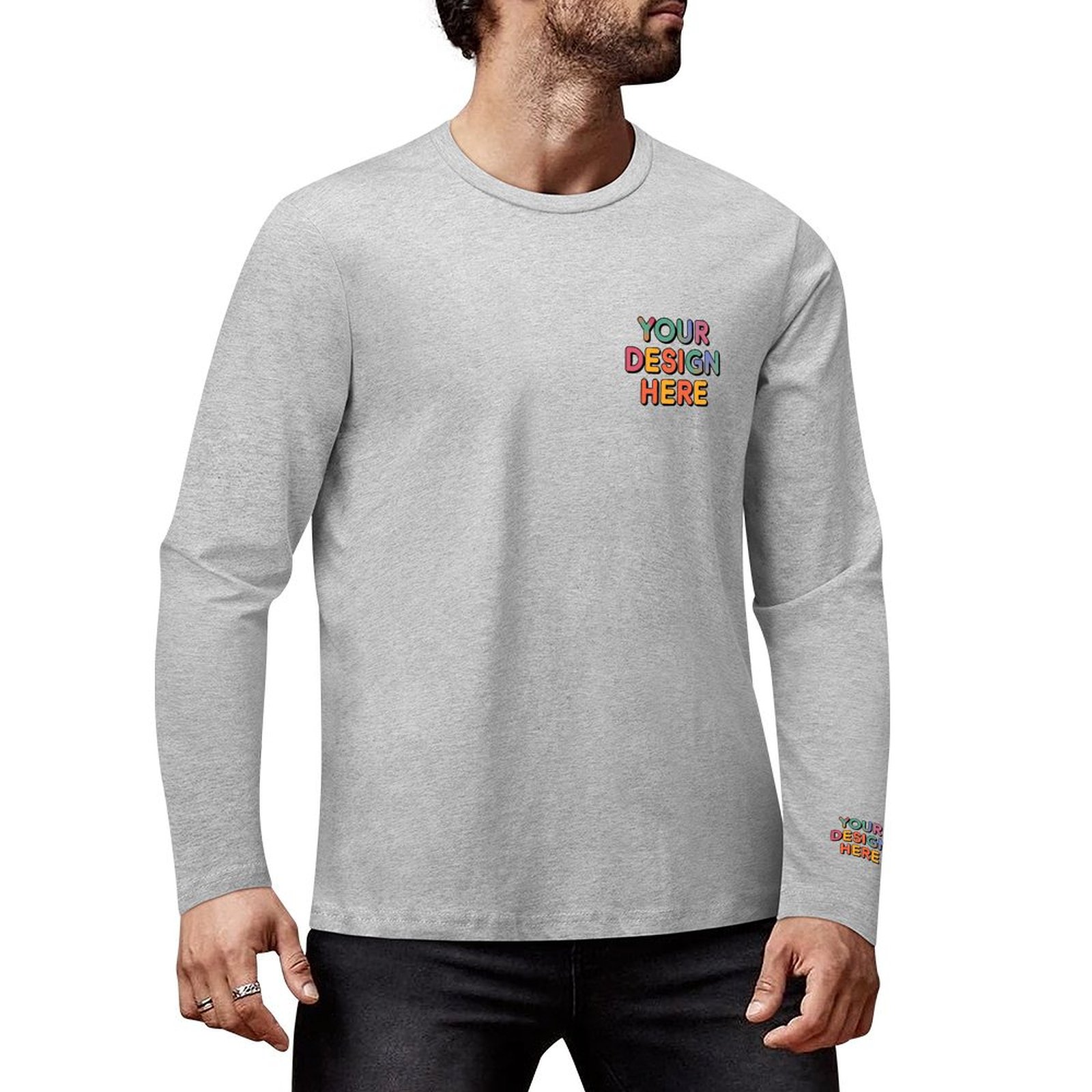 Custom Men’s Premium 160g Pure Cotton Long Sleeved T-Shirt