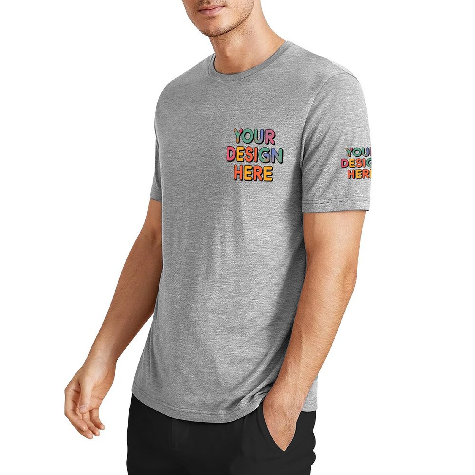 Personalized Custom Men’s Essential Summer T-Shirt with Chest and Sleeve Print