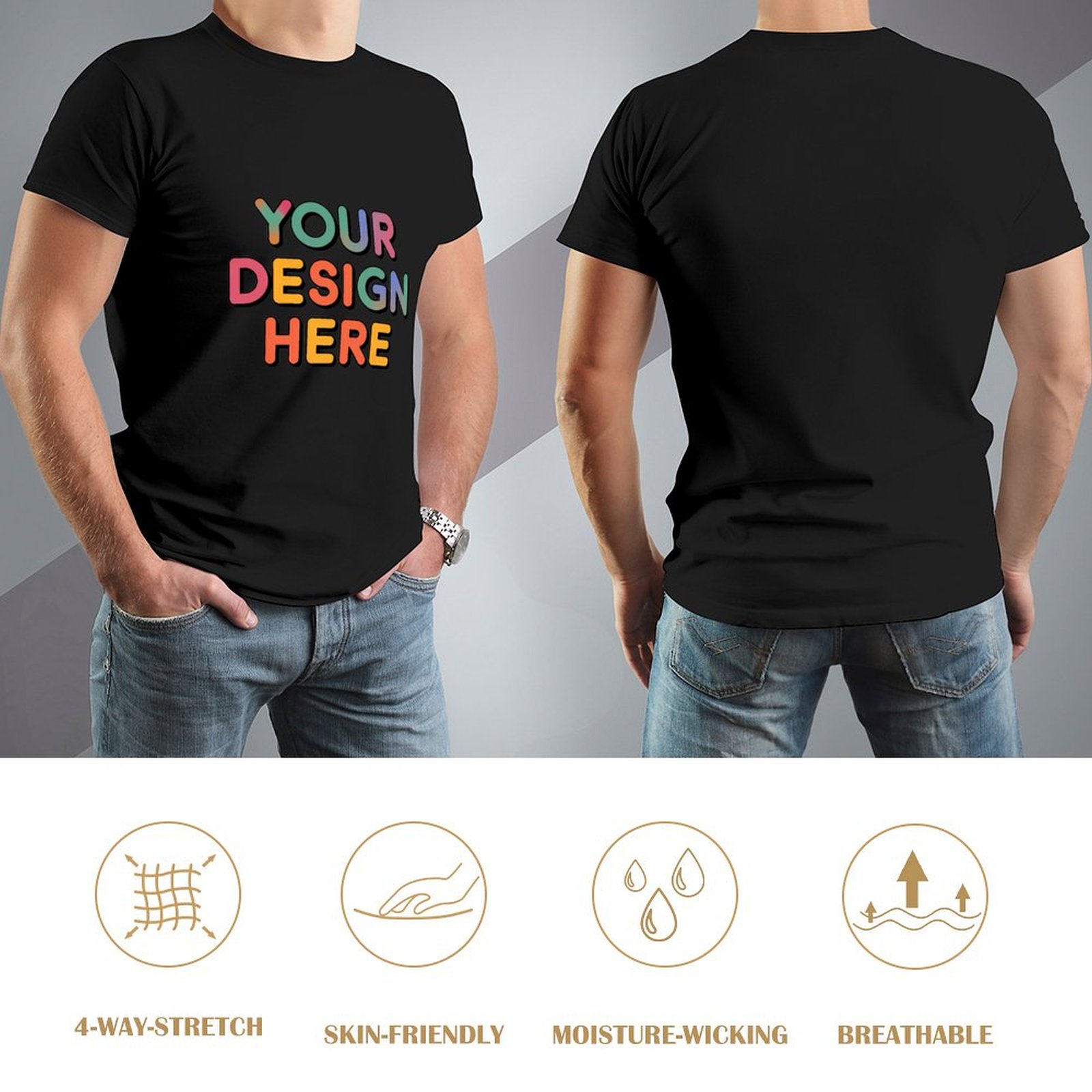 Customized Men’s Versatile 100% Cotton T-Shirt for Any Activity