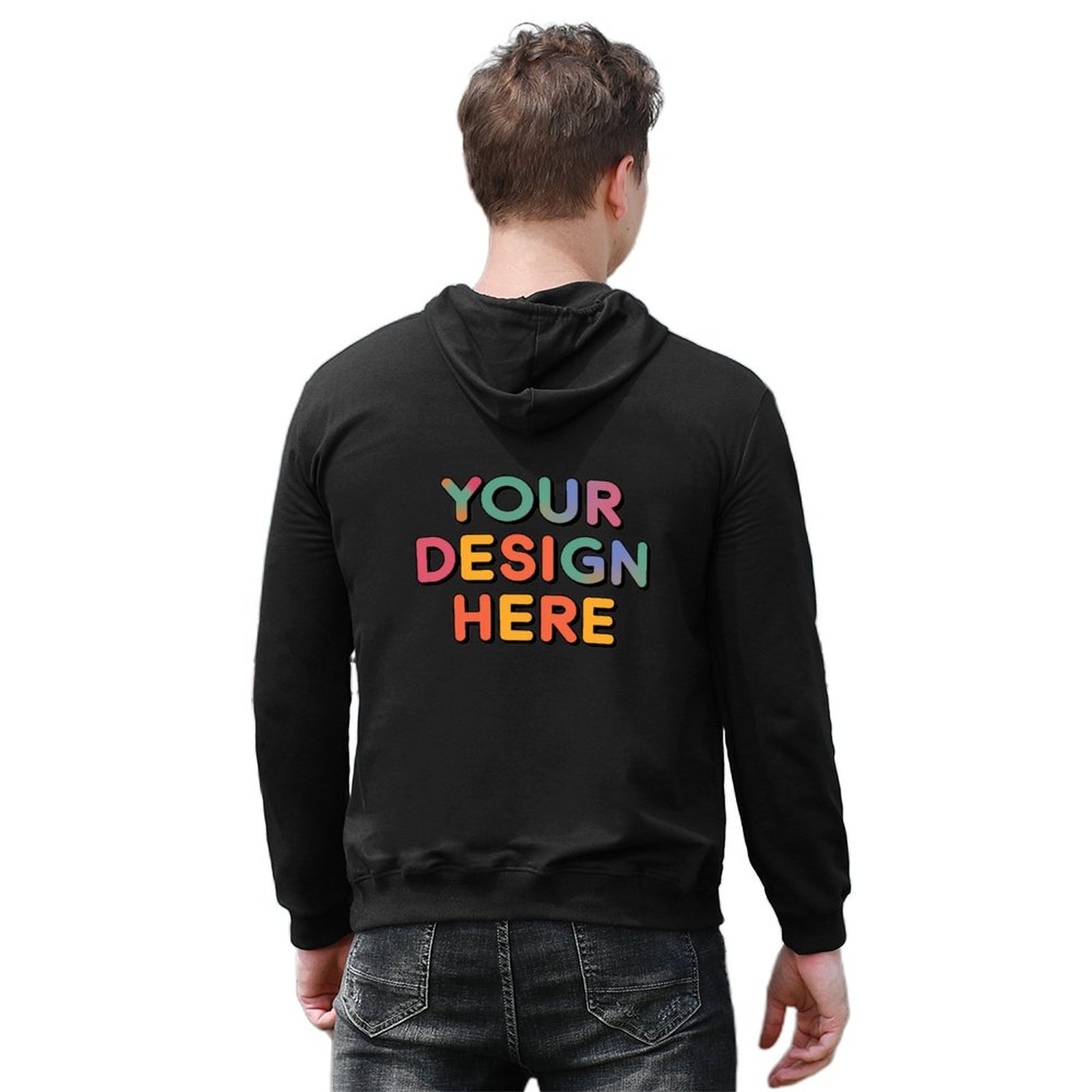 Customized Men’s Fashionable Pullover Hoodie with Adjustable Drawstring