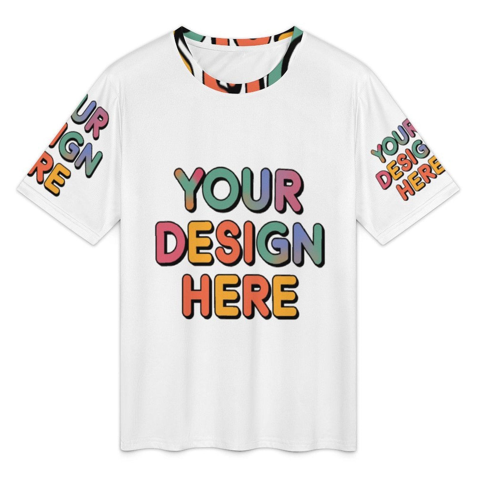 Customized Men’s Comfortable Ribbed Fabric T-Shirt with Personalized Patterns