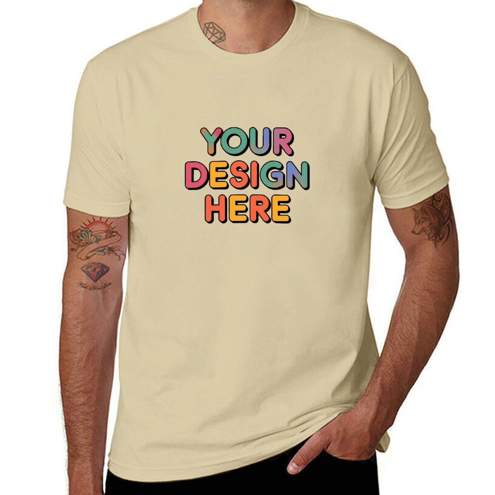 Personalized Custom Men’s Durable Cotton T-Shirt with Reinforced Neck
