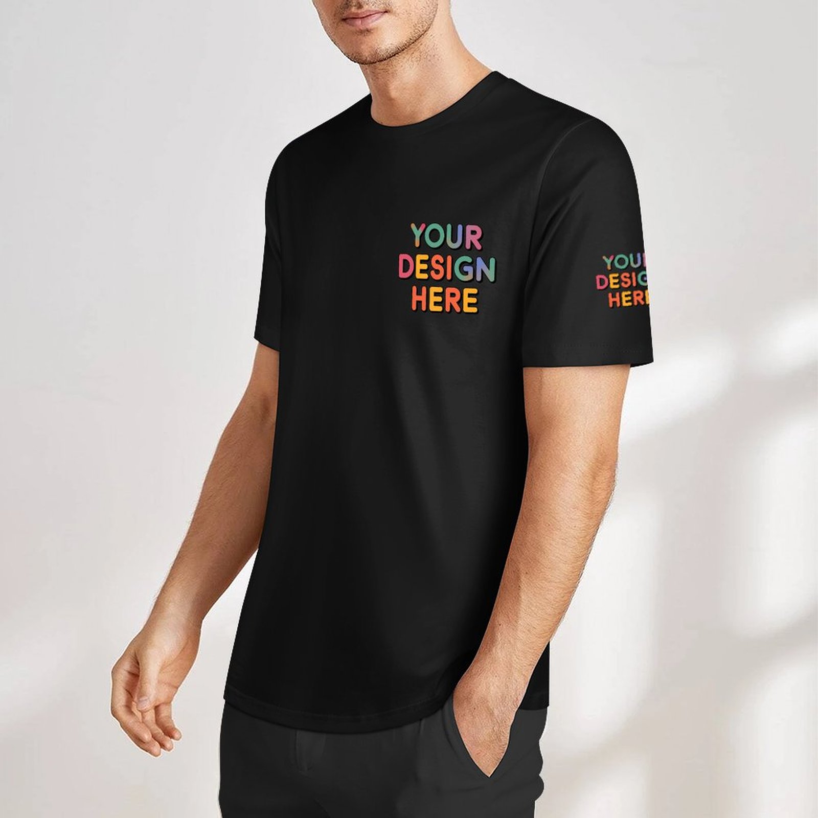Personalized Custom Men’s Essential Summer T-Shirt with Chest and Sleeve Print