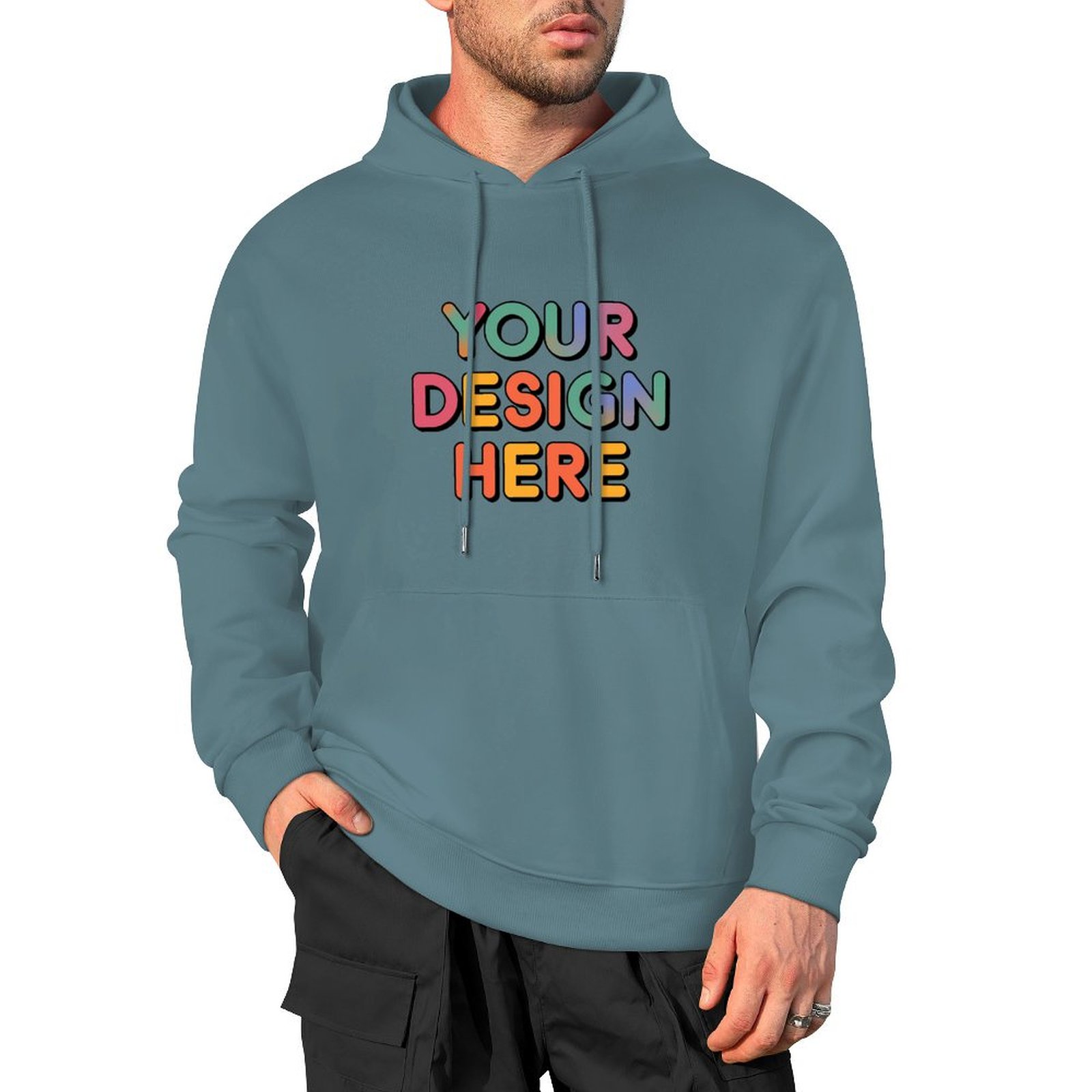 Personalized Custom Men’s 100% Cotton Hooded Sweater with Graphic Print