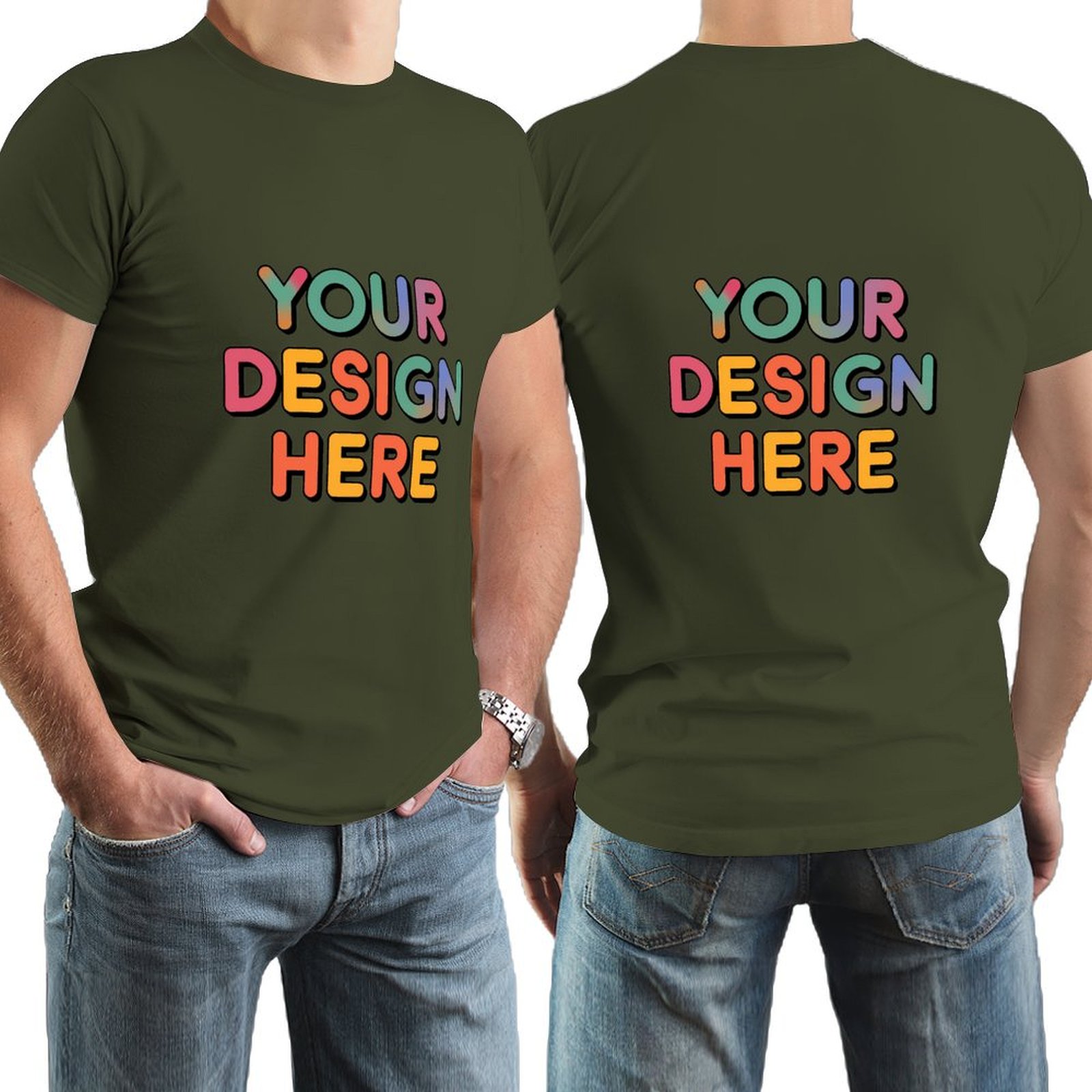 Personalized Custom Men’s Durable Cotton T-Shirt with Double-Sided Design