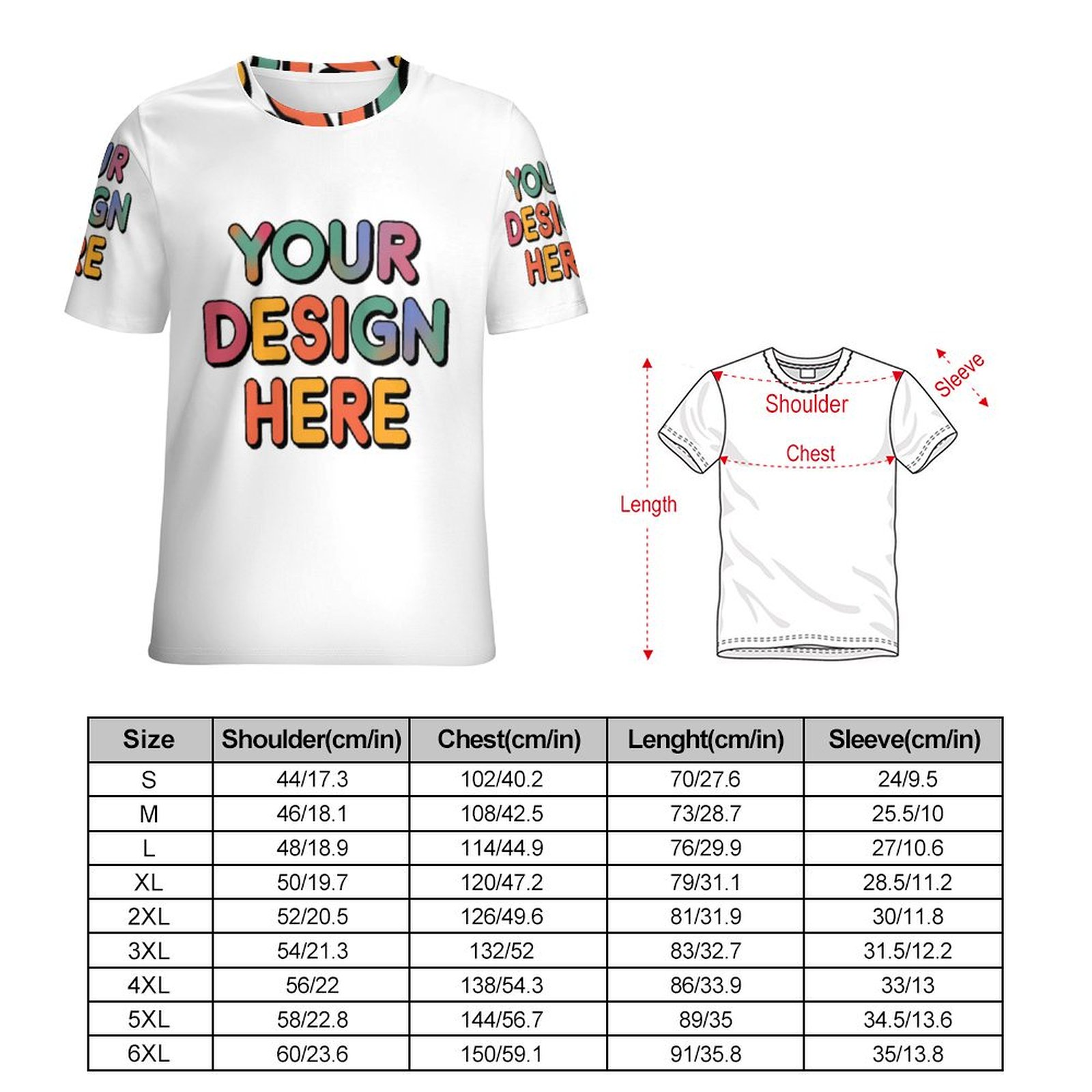 Personalized Custom Men’s 150g Flat Fabric Heat Transfer T-Shirt