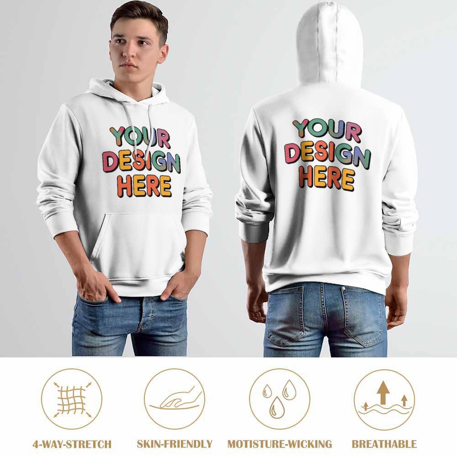 Customized Unisex Printed Hooded Sweatshirt