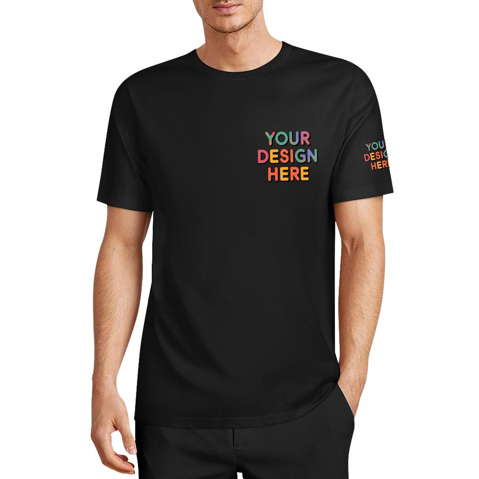 Personalized Custom Men’s Essential Summer T-Shirt with Chest and Sleeve Print