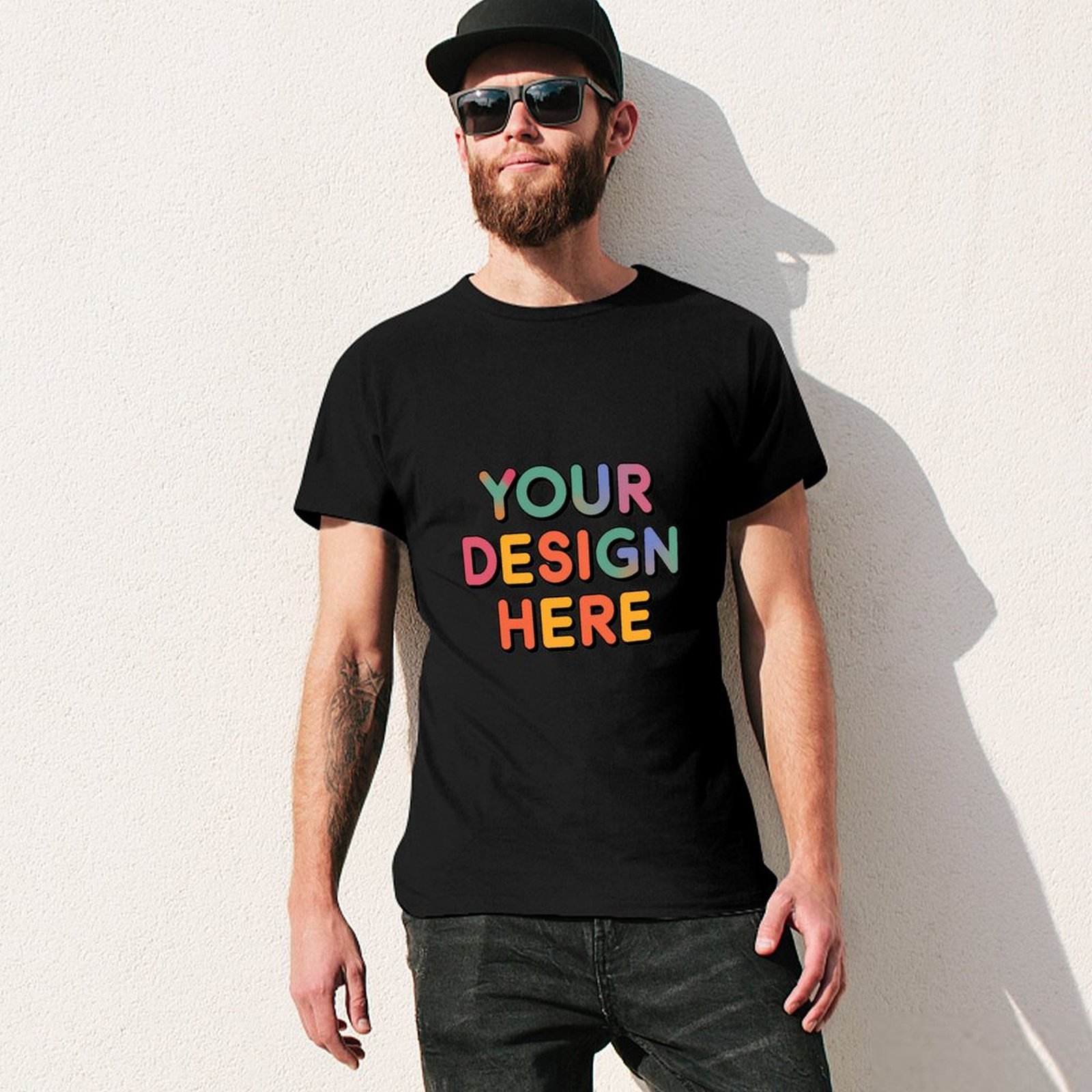 Personalized Custom Men’s Durable Cotton T-Shirt with Double-Sided Design