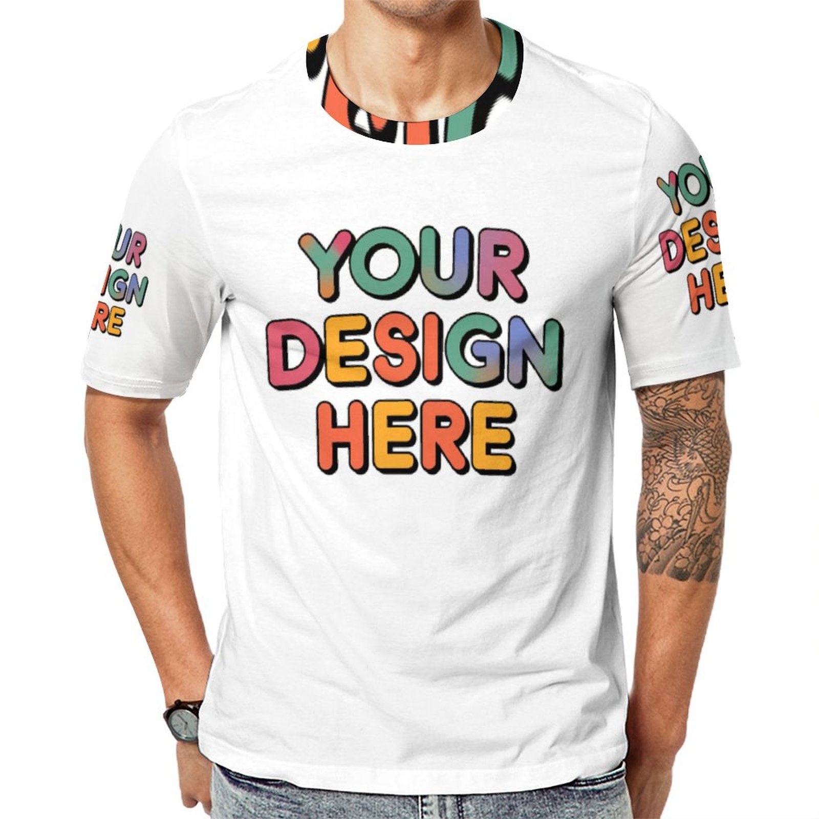 Custom Men’s Moisture-Wicking Full Print T-Shirt for Active Lifestyle