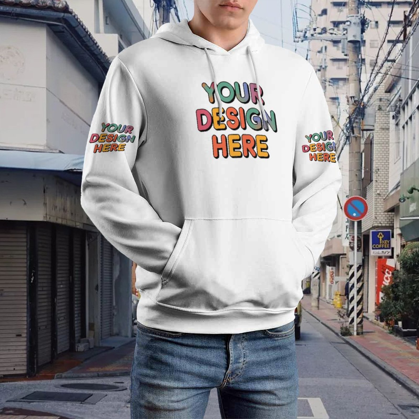 Customized Men’s Loose Double Hat All-Over Print Sweater