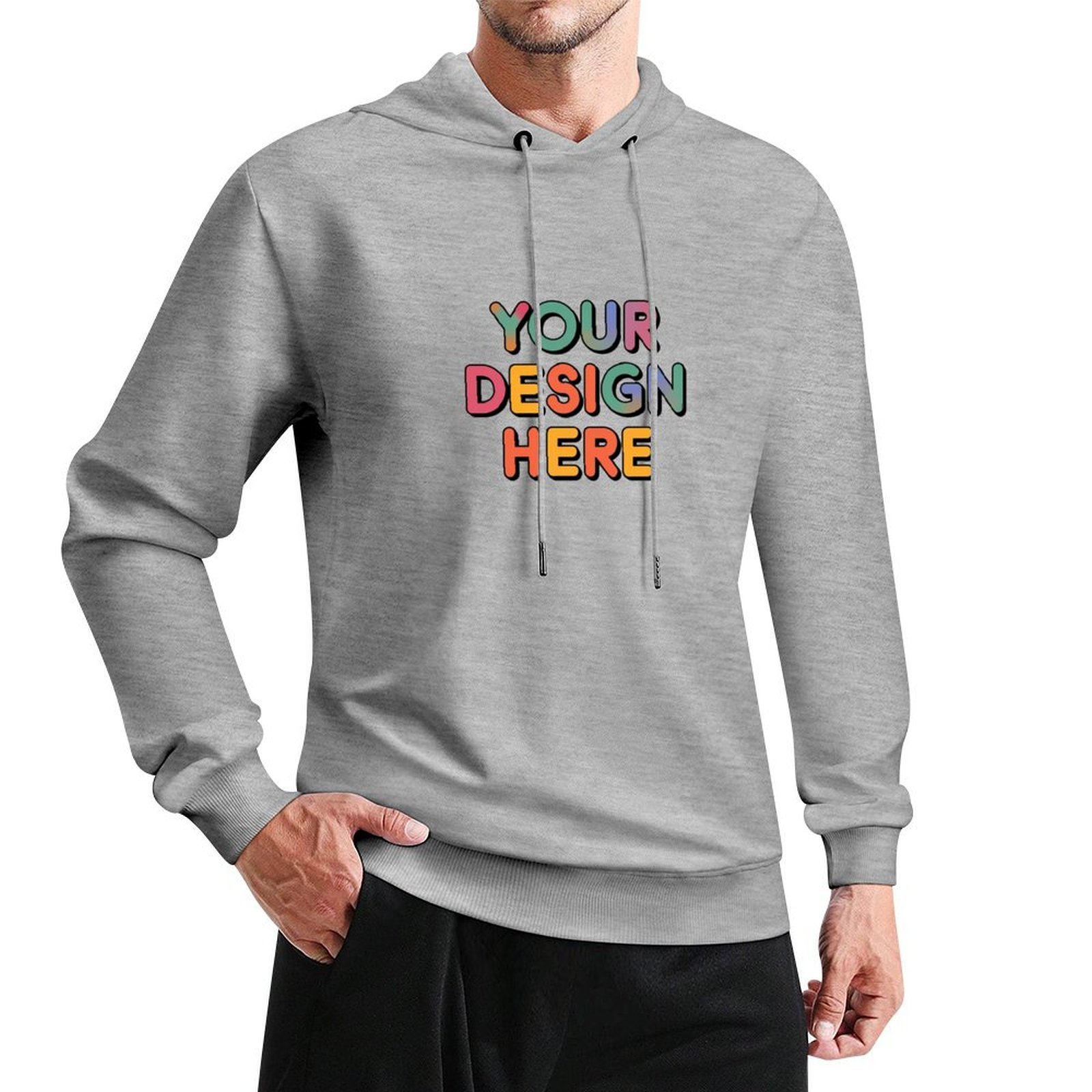 Custom Men’s Comfortable Front Print Hoodie Without Pockets