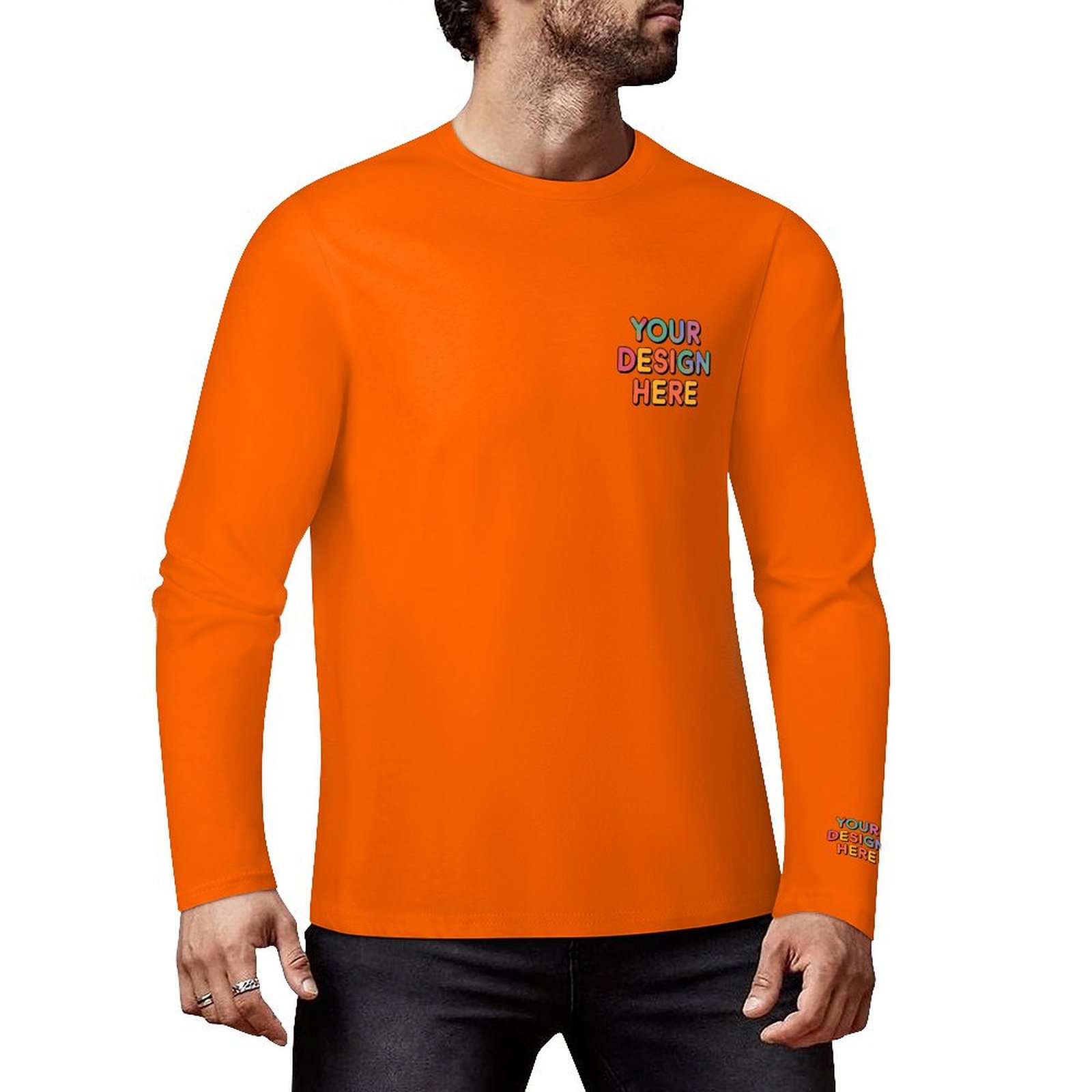 Custom Men’s Premium 160g Pure Cotton Long Sleeved T-Shirt