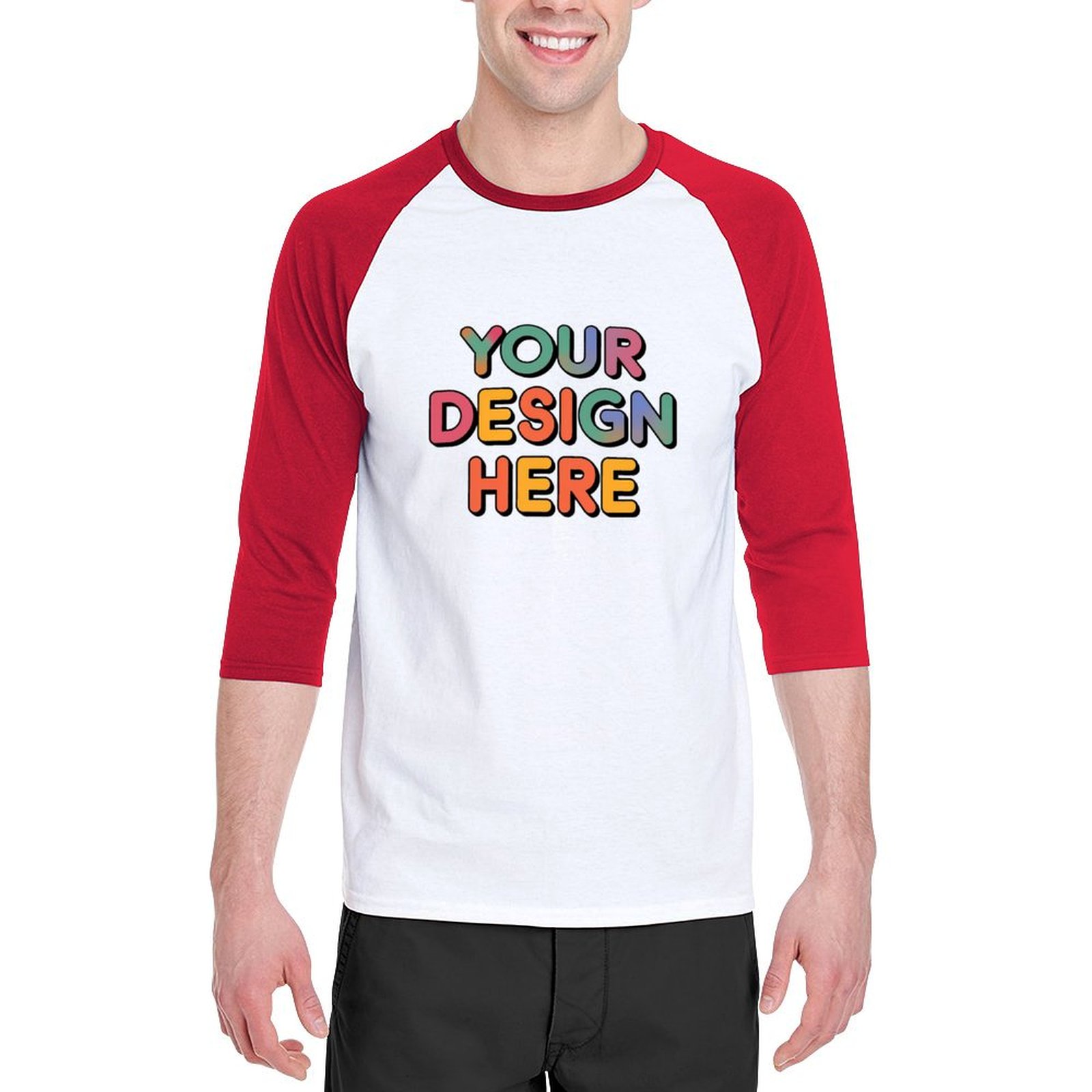 Customized Men’s Three Quarter Sleeve T-Shirt in 100% Pure Cotton