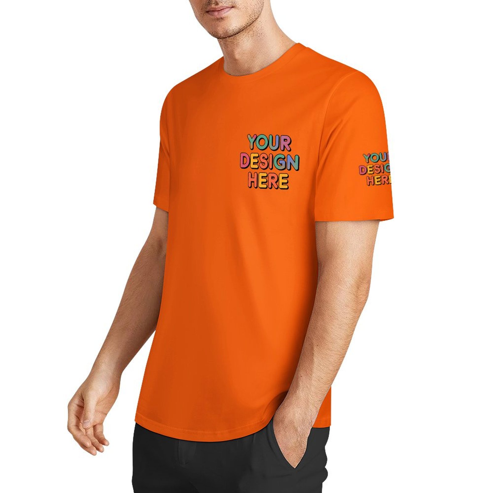 Personalized Custom Men’s Essential Summer T-Shirt with Chest and Sleeve Print