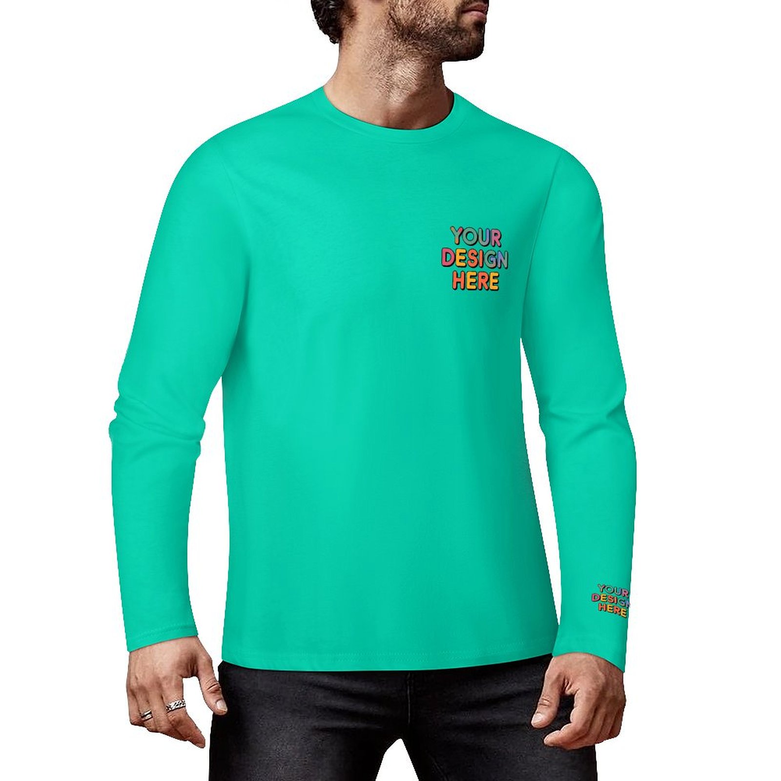 Custom Men’s Premium 160g Pure Cotton Long Sleeved T-Shirt