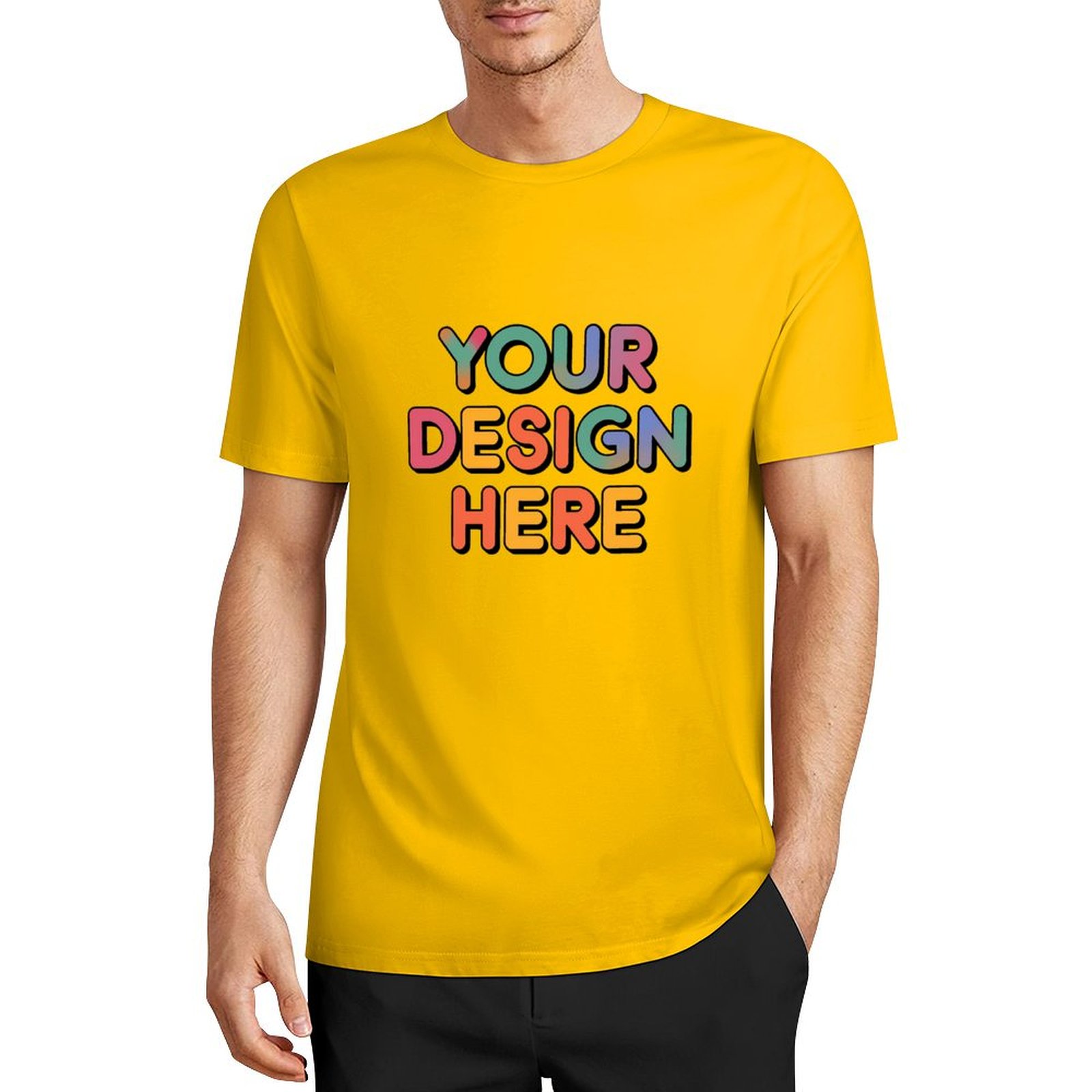 Customized Men’s European Size Pure Cotton Front Print T-Shirt