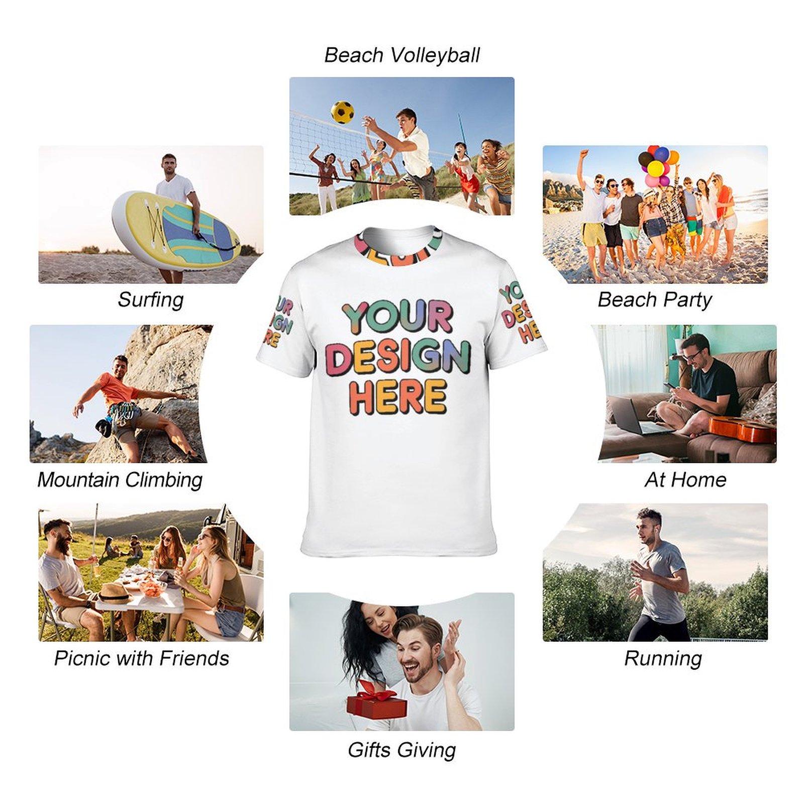 Personalized Custom Men’s Classic Round Neck All-Over Print Tee