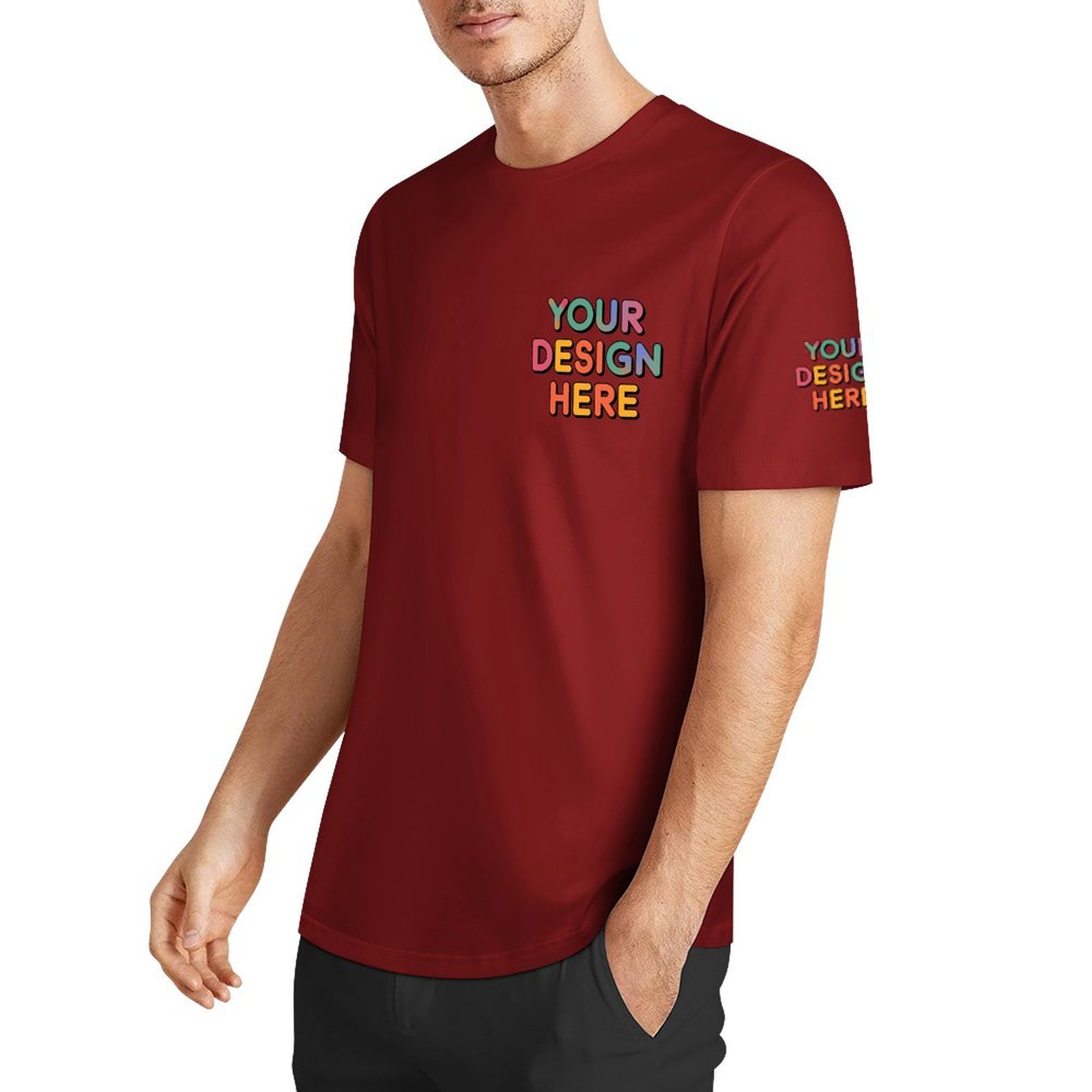 Personalized Custom Men’s Essential Summer T-Shirt with Chest and Sleeve Print