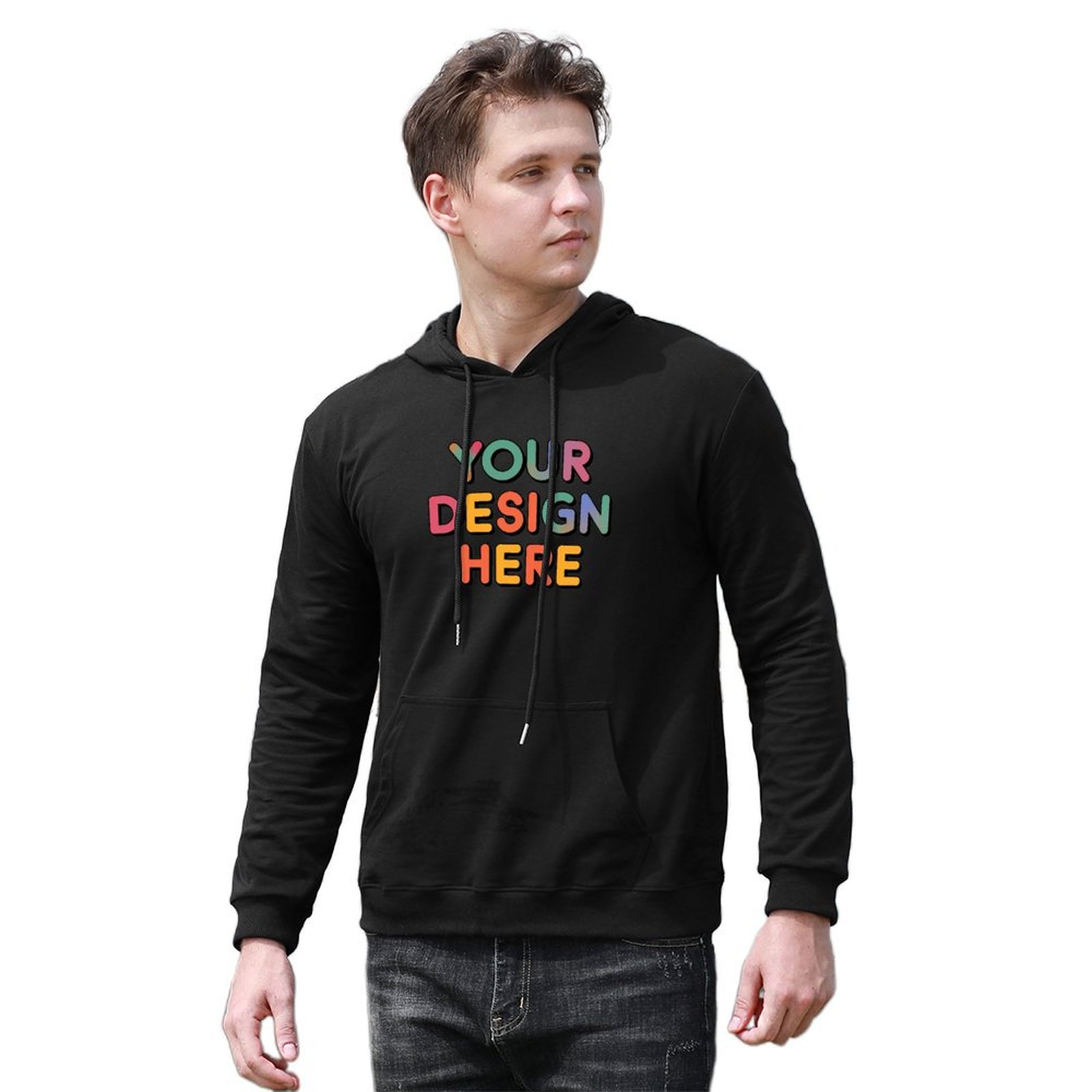 Custom Men’s Comfortable Double-Sided Print Hoodie with Kangaroo Pocket