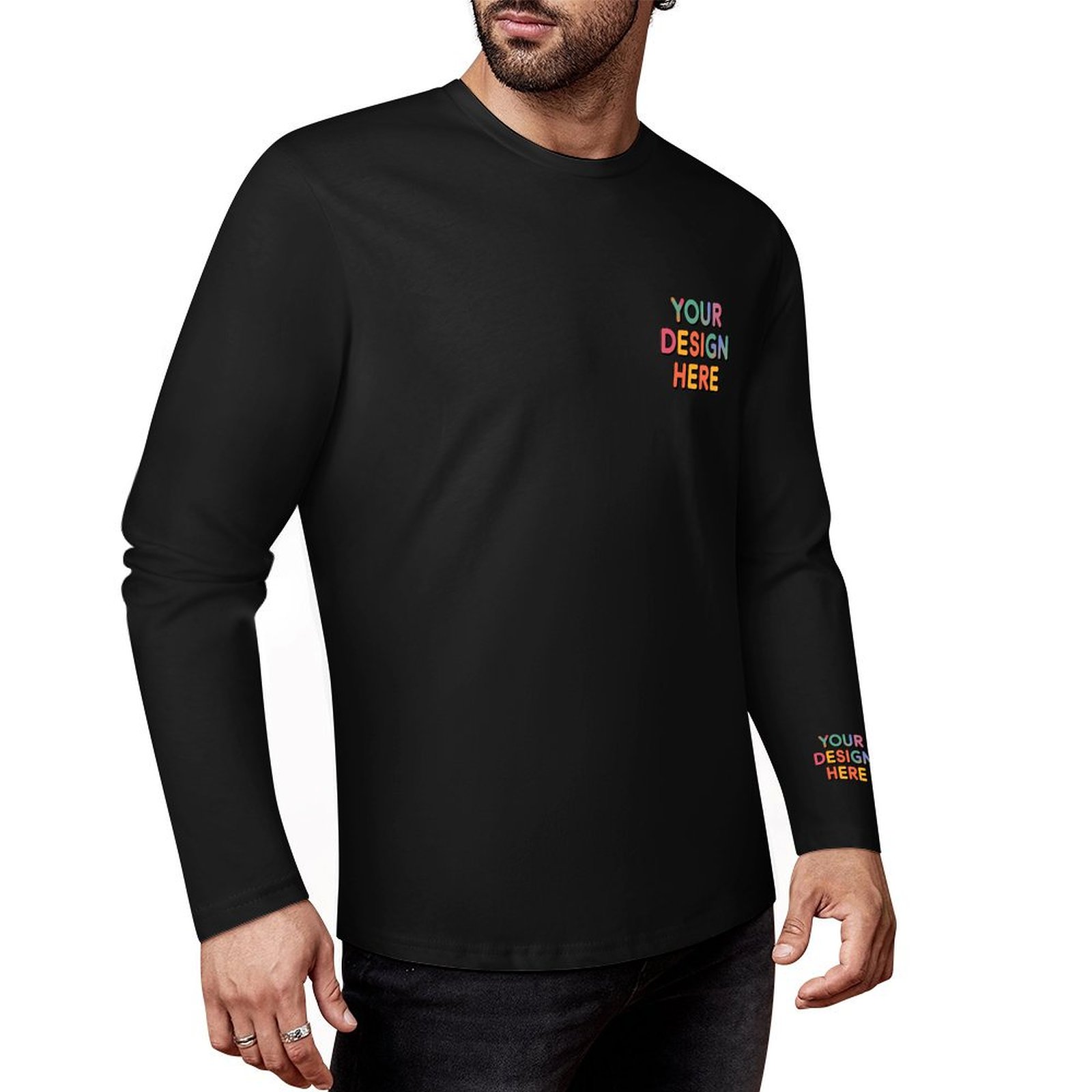 Custom Men’s Premium 160g Pure Cotton Long Sleeved T-Shirt