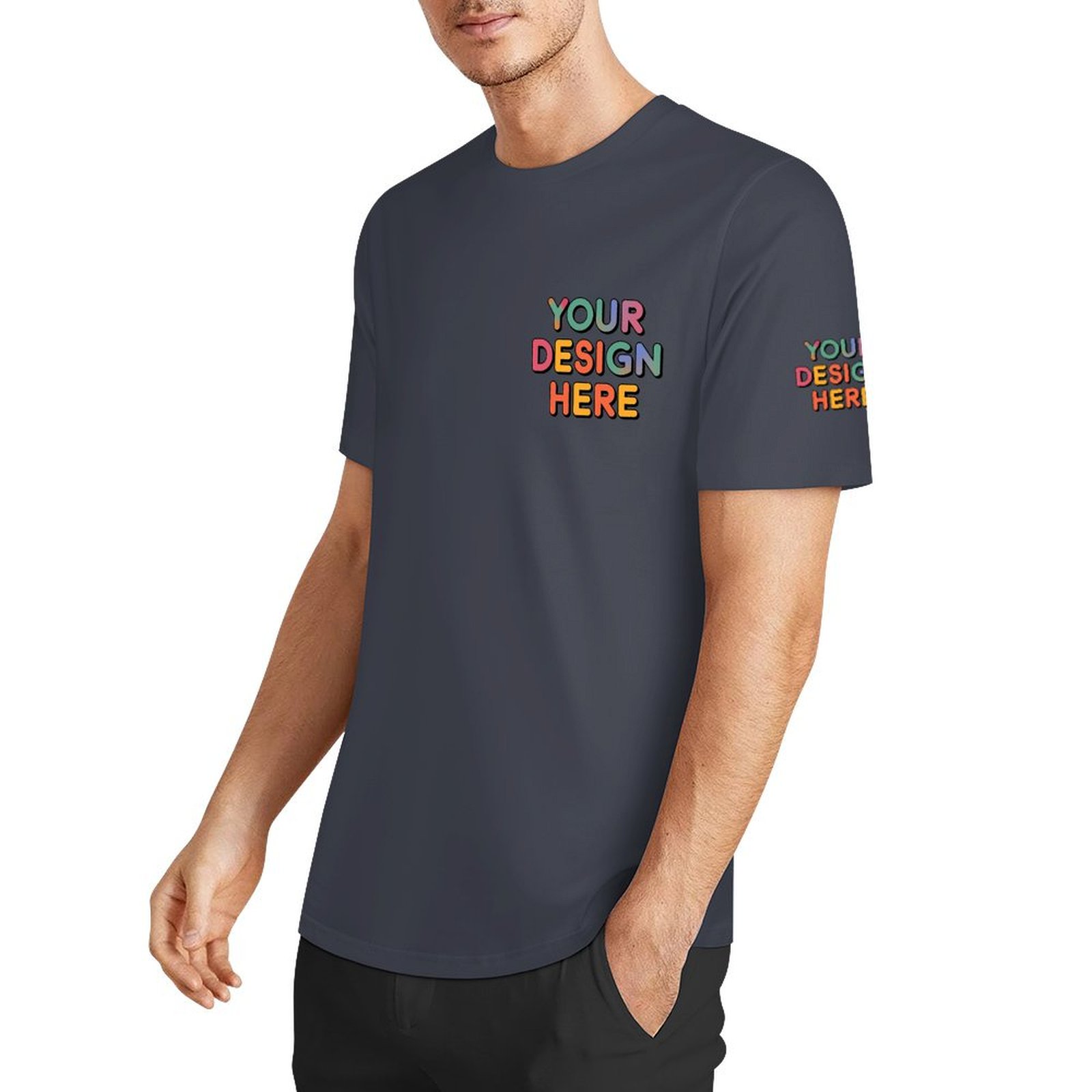 Personalized Custom Men’s Essential Summer T-Shirt with Chest and Sleeve Print