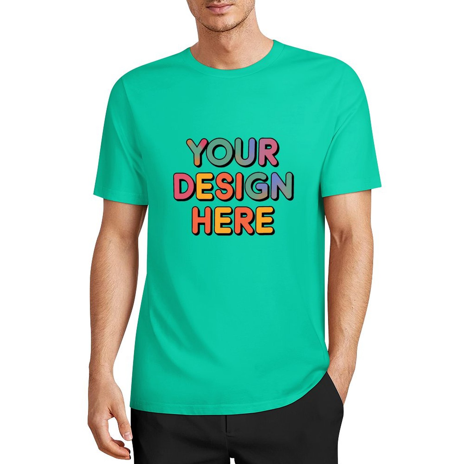 Customized Men’s European Size Pure Cotton Front Print T-Shirt