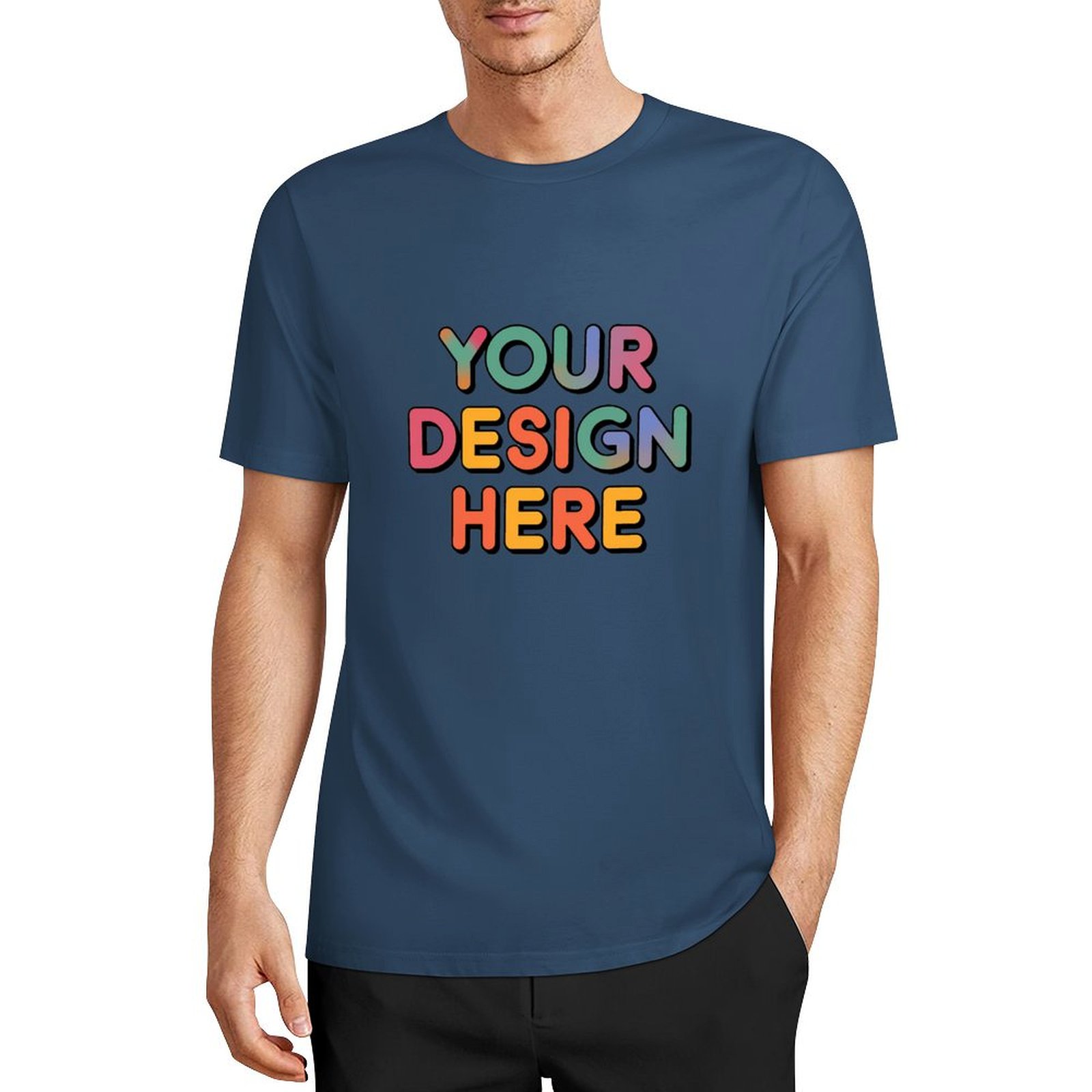 Customized Men’s European Size Pure Cotton Front Print T-Shirt