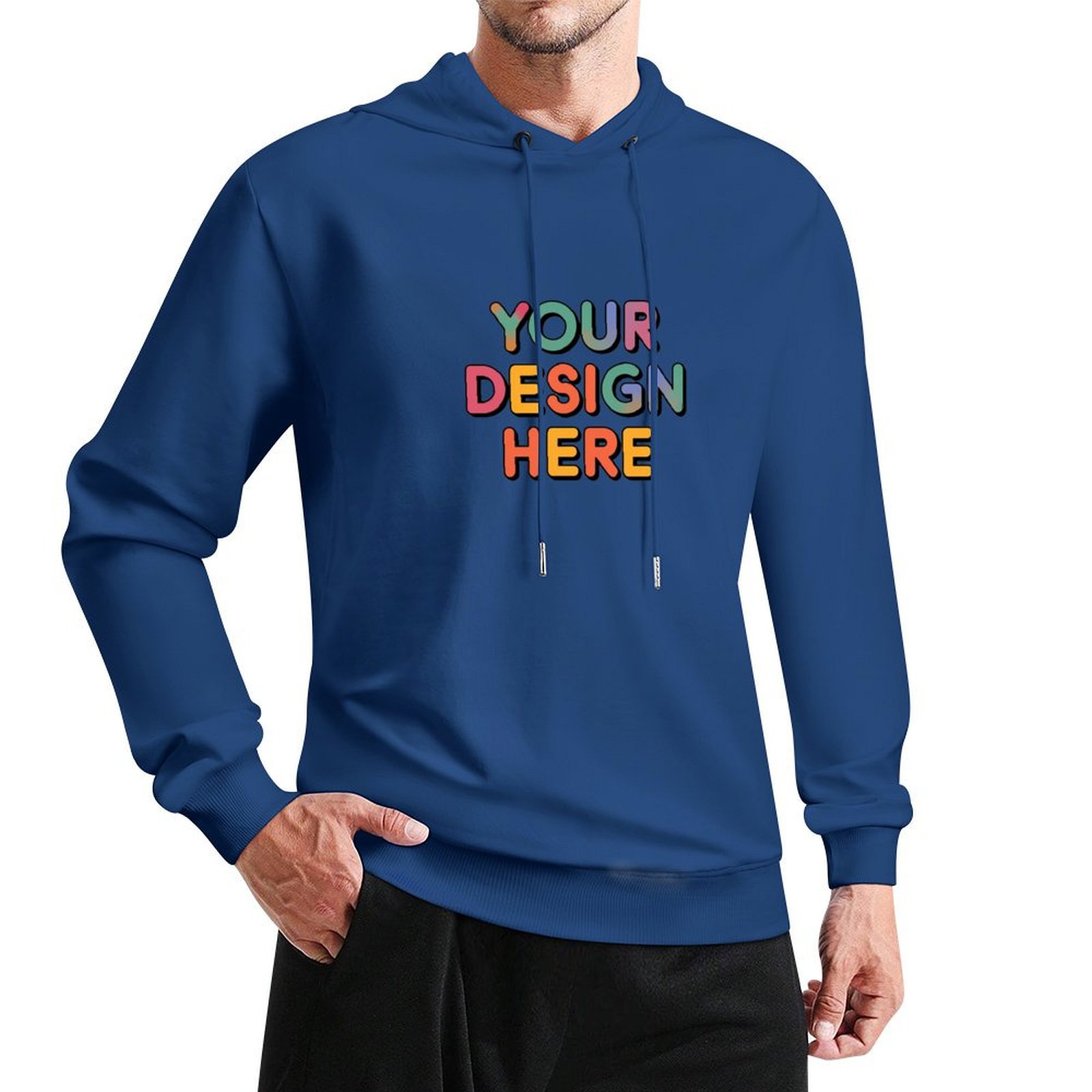Custom Men’s Comfortable Front Print Hoodie Without Pockets