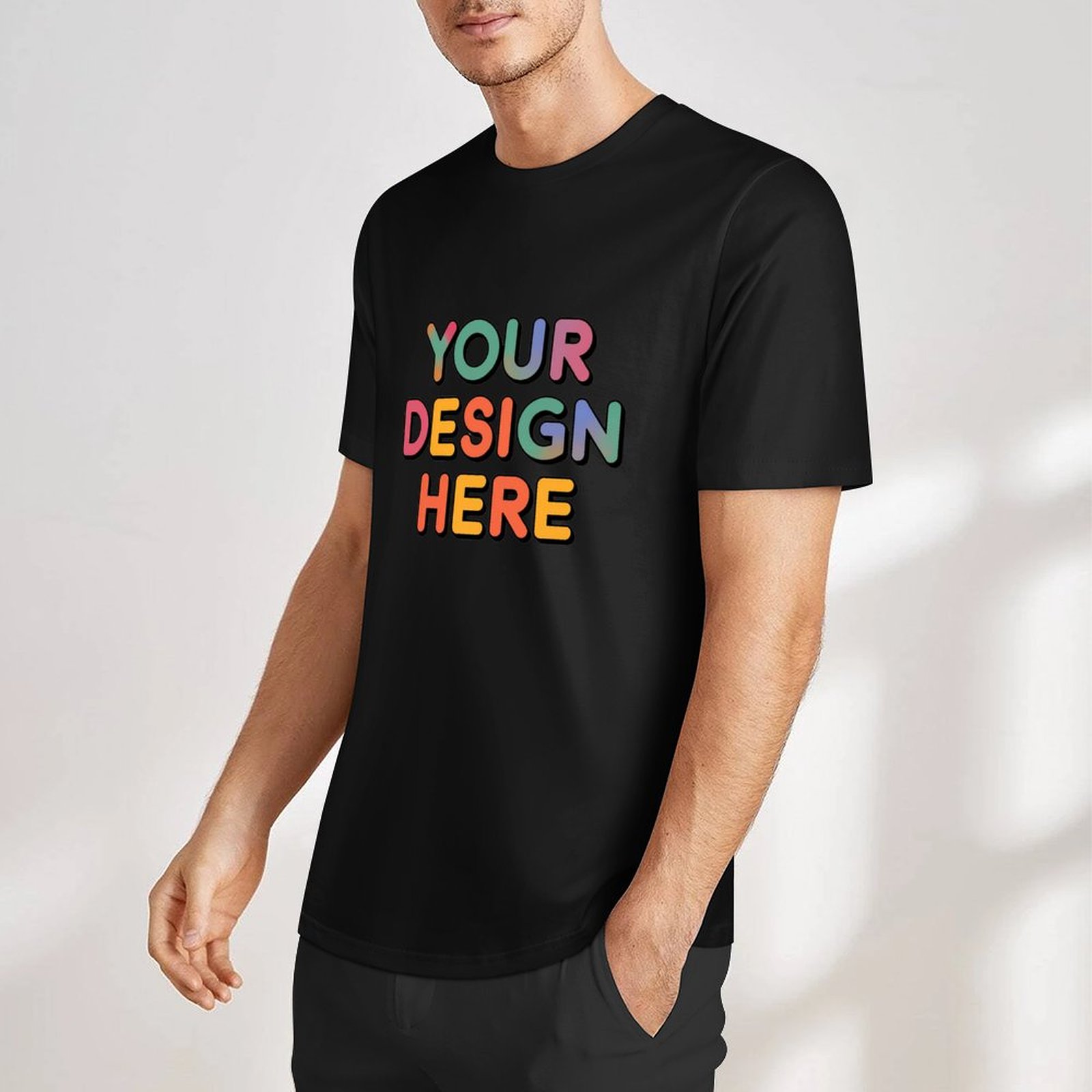 Customized Men’s European Size Pure Cotton Front Print T-Shirt