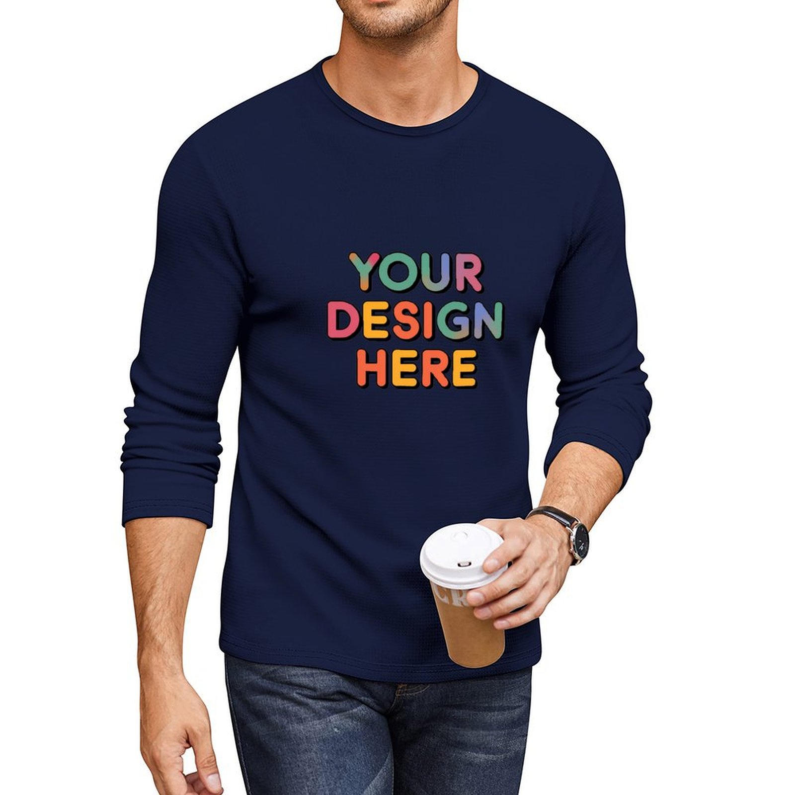 Customized Men’s Unique Design Long Sleeve Cotton T-Shirt