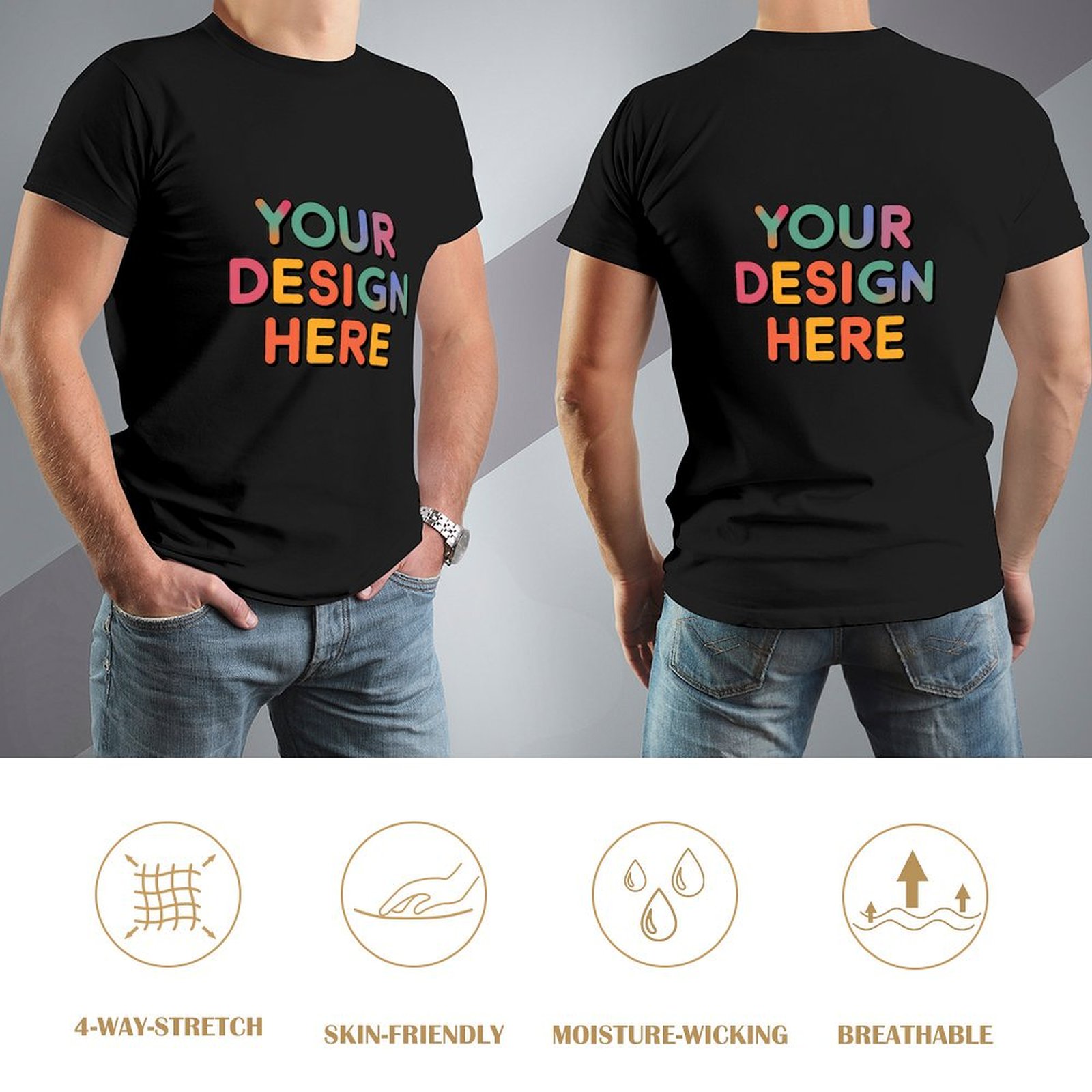 Customized Men’s 150g Short Sleeve T-Shirt Double-Sided Print
