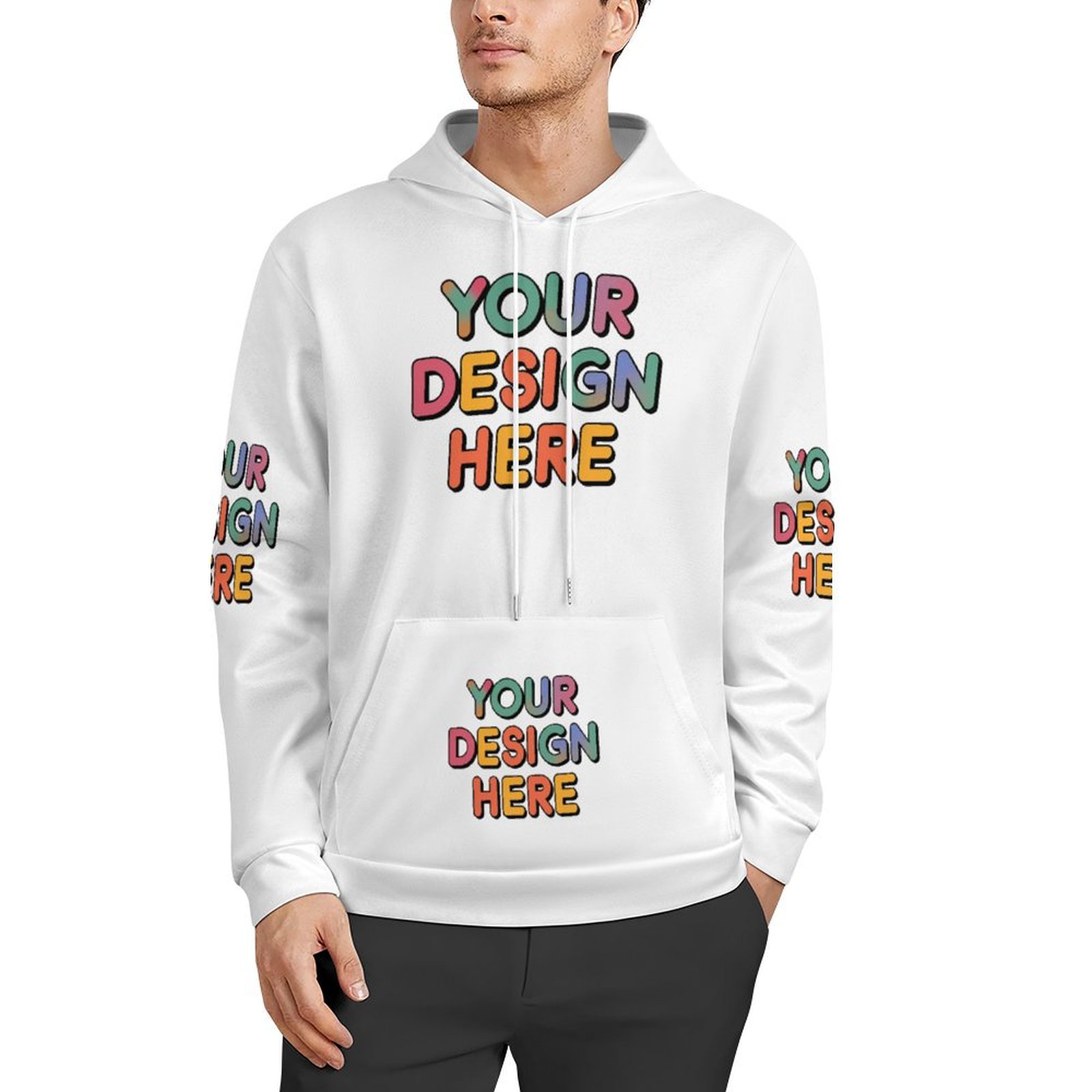 Personalized Custom Men’s Multi-Image Patchwork Print Hoodie