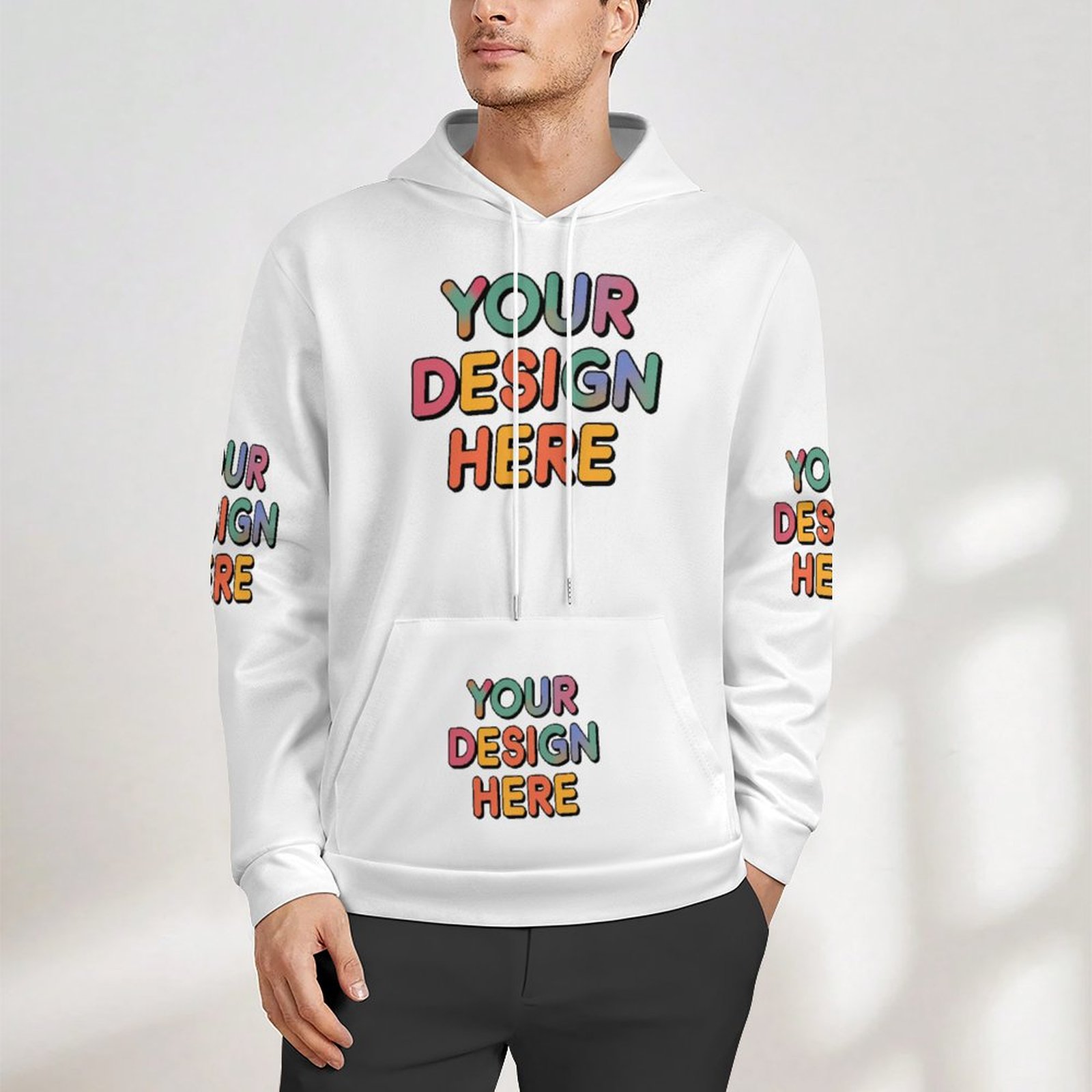 Personalized Custom Men’s Multi-Image Patchwork Print Hoodie