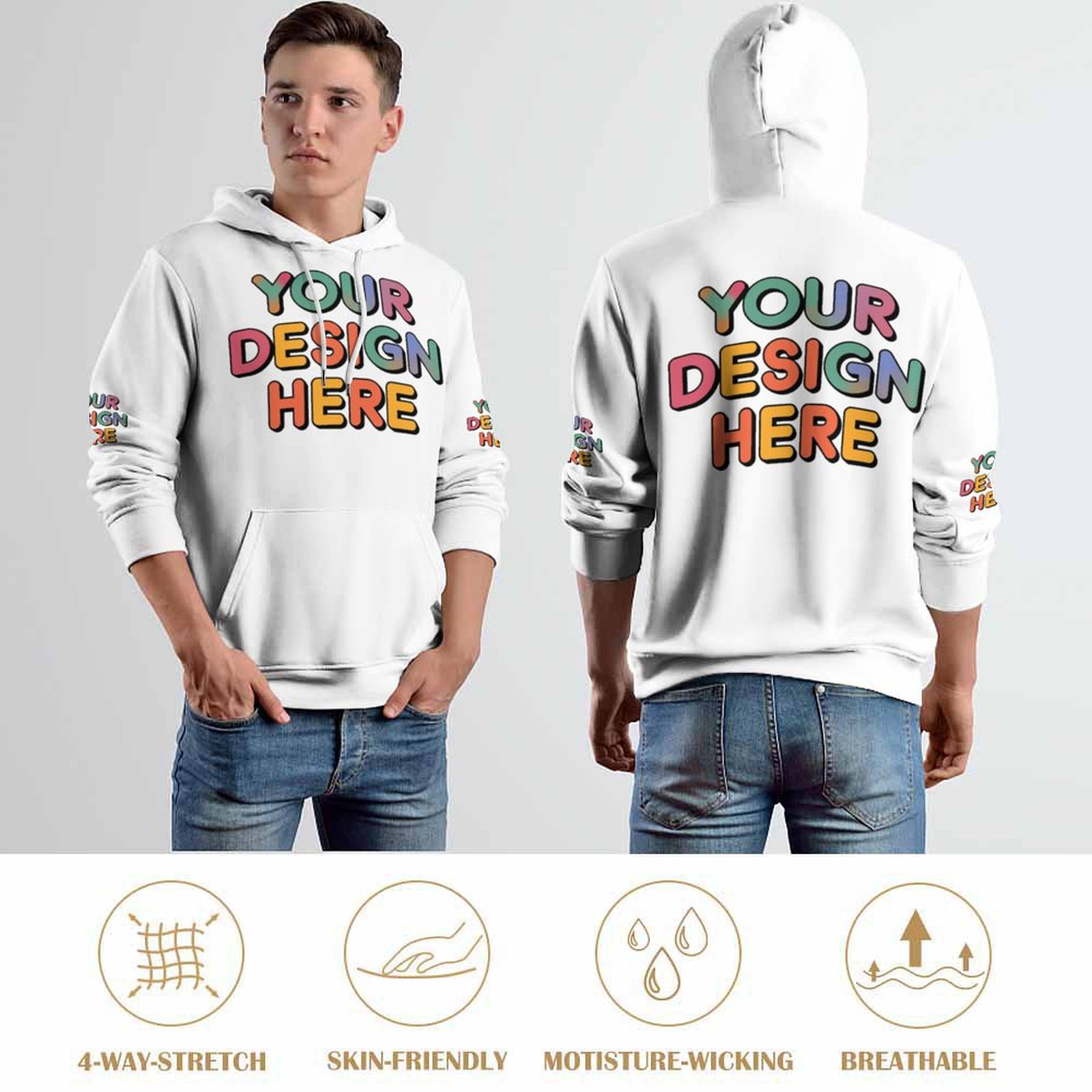 Customized Men’s Printed Hoodie (Double Hat All-Over Print, Unisex)