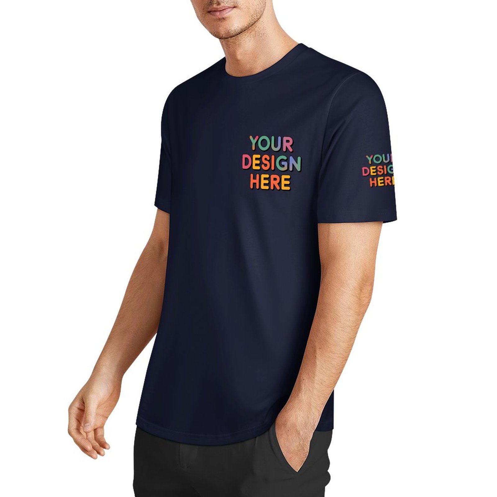 Personalized Custom Men’s Essential Summer T-Shirt with Chest and Sleeve Print