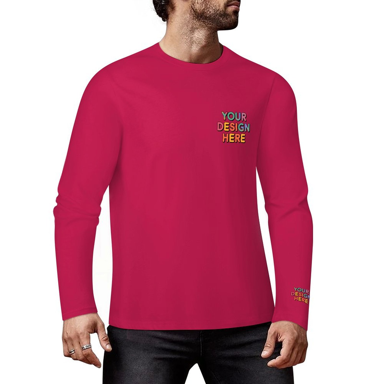 Custom Men’s Premium 160g Pure Cotton Long Sleeved T-Shirt
