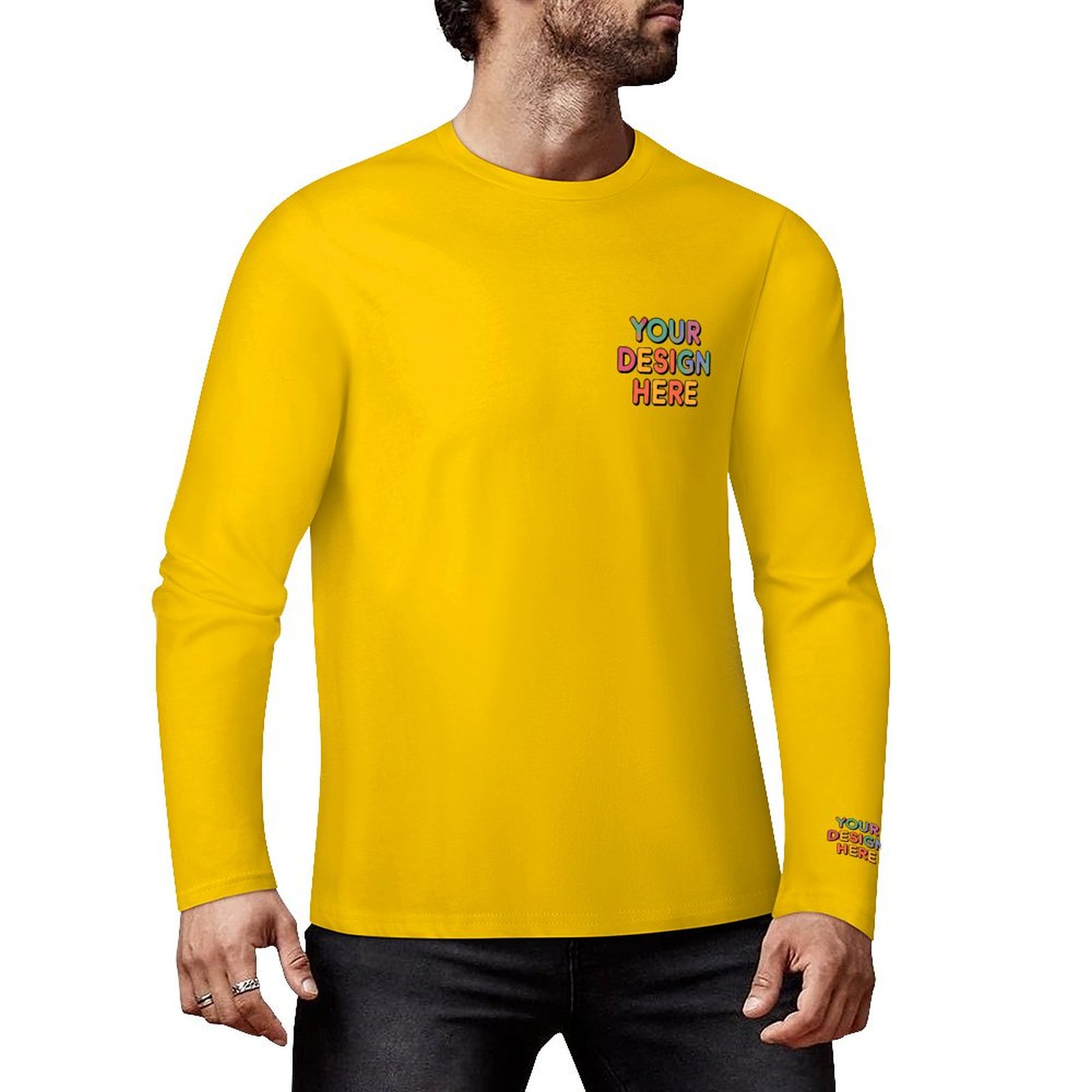 Custom Men’s Premium 160g Pure Cotton Long Sleeved T-Shirt