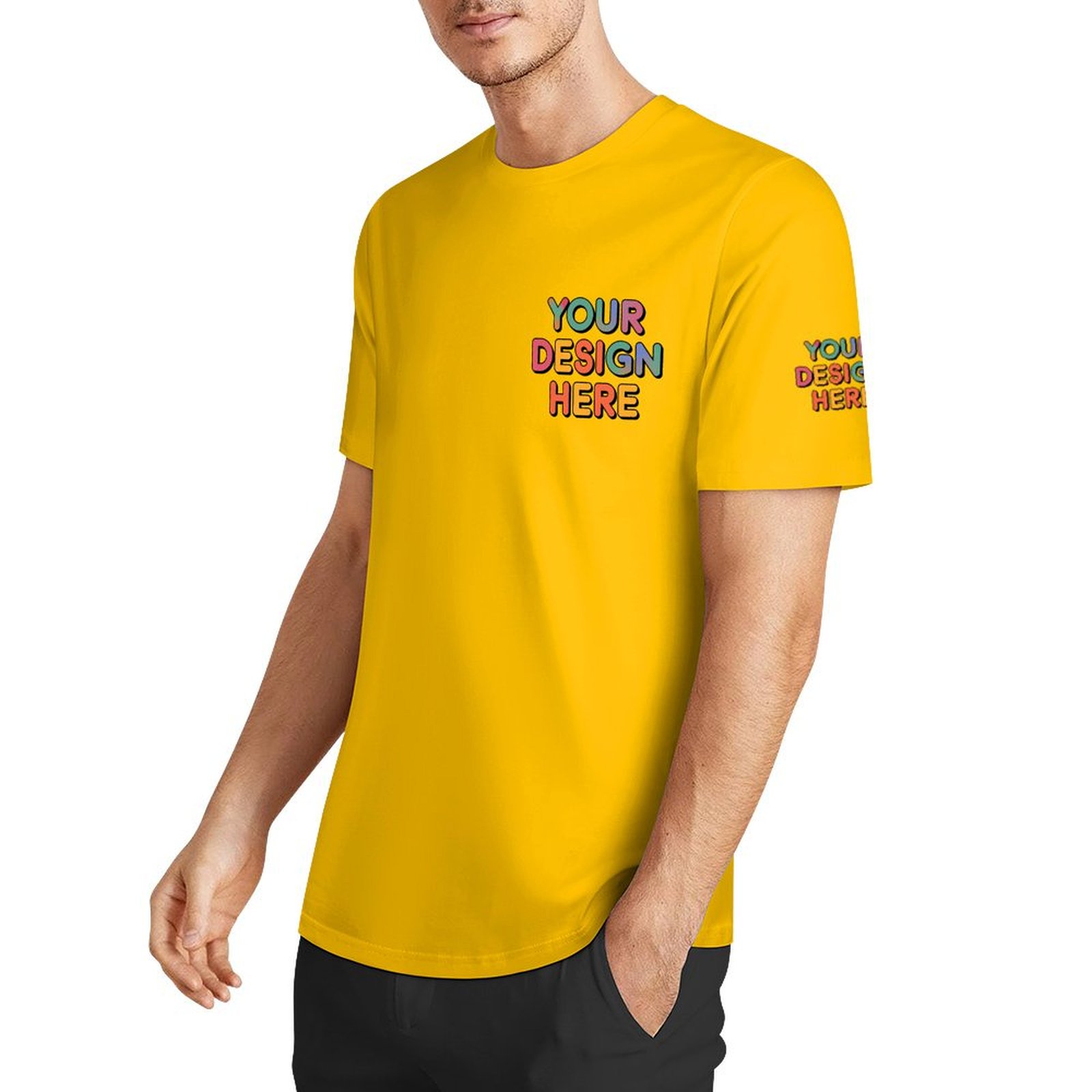 Personalized Custom Men’s Essential Summer T-Shirt with Chest and Sleeve Print