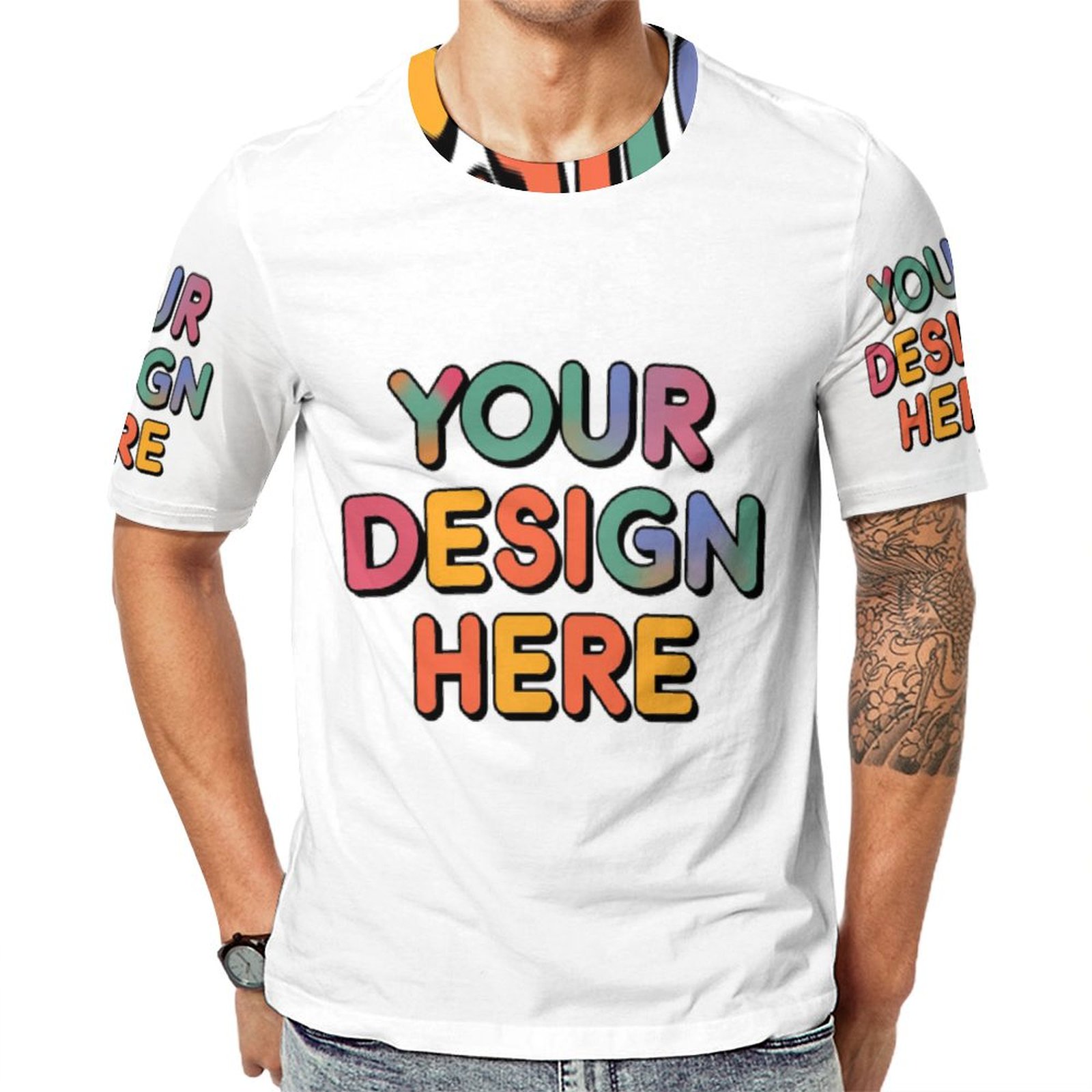 Personalized Custom Men’s 150g Flat Fabric Heat Transfer T-Shirt