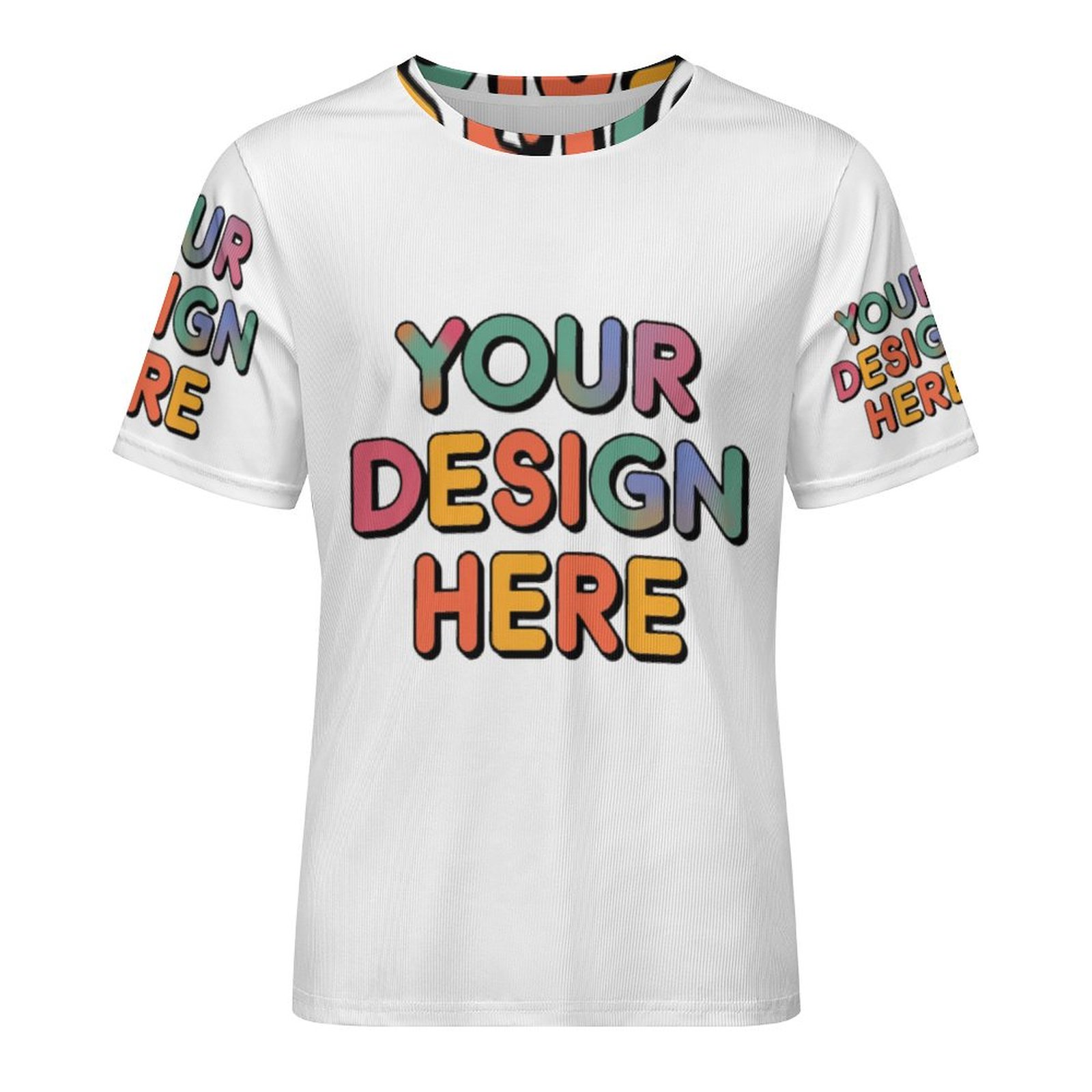 Customized Men’s Comfortable Ribbed Fabric T-Shirt with Personalized Patterns